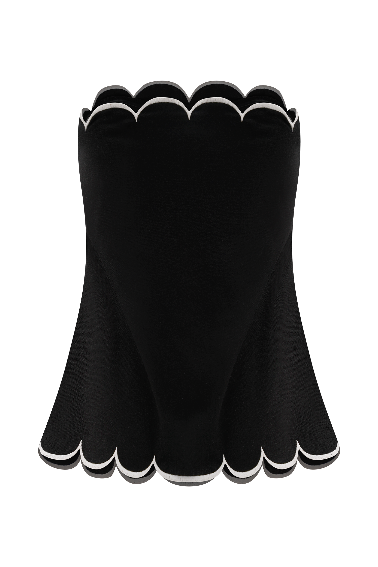 Judith Strapless Scallop Top - Black - Image 6