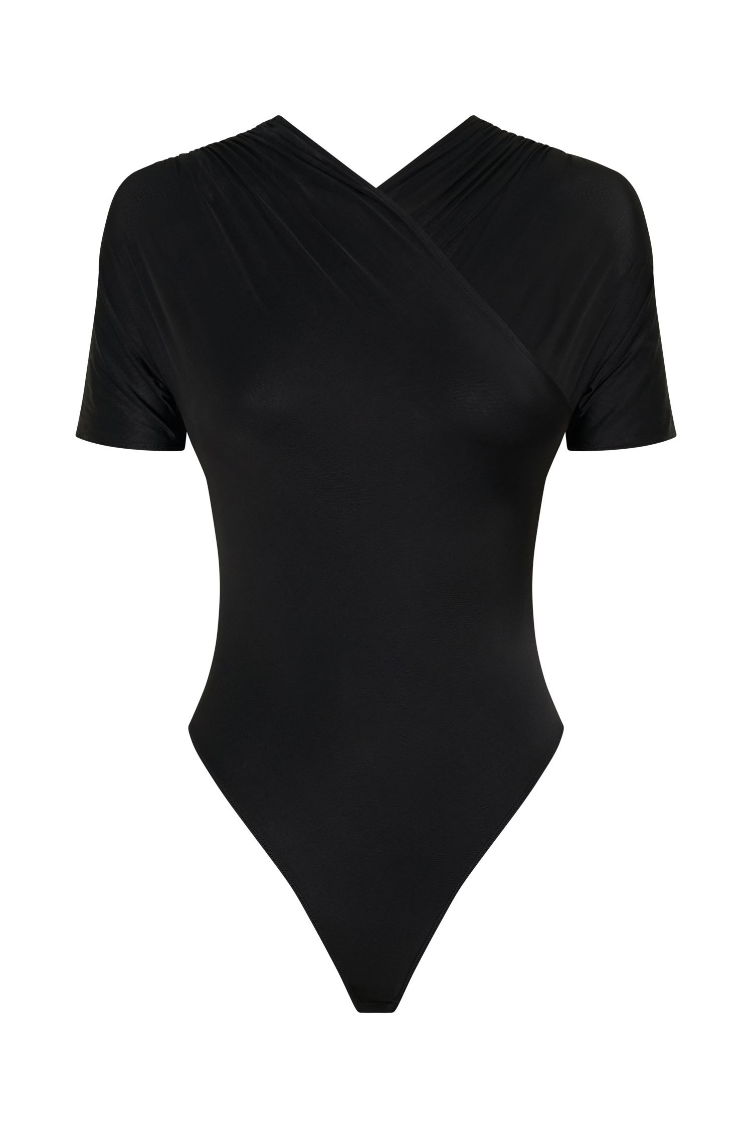 Junie Shortsleeve Cross-Over Bodysuit - Black - Image 9
