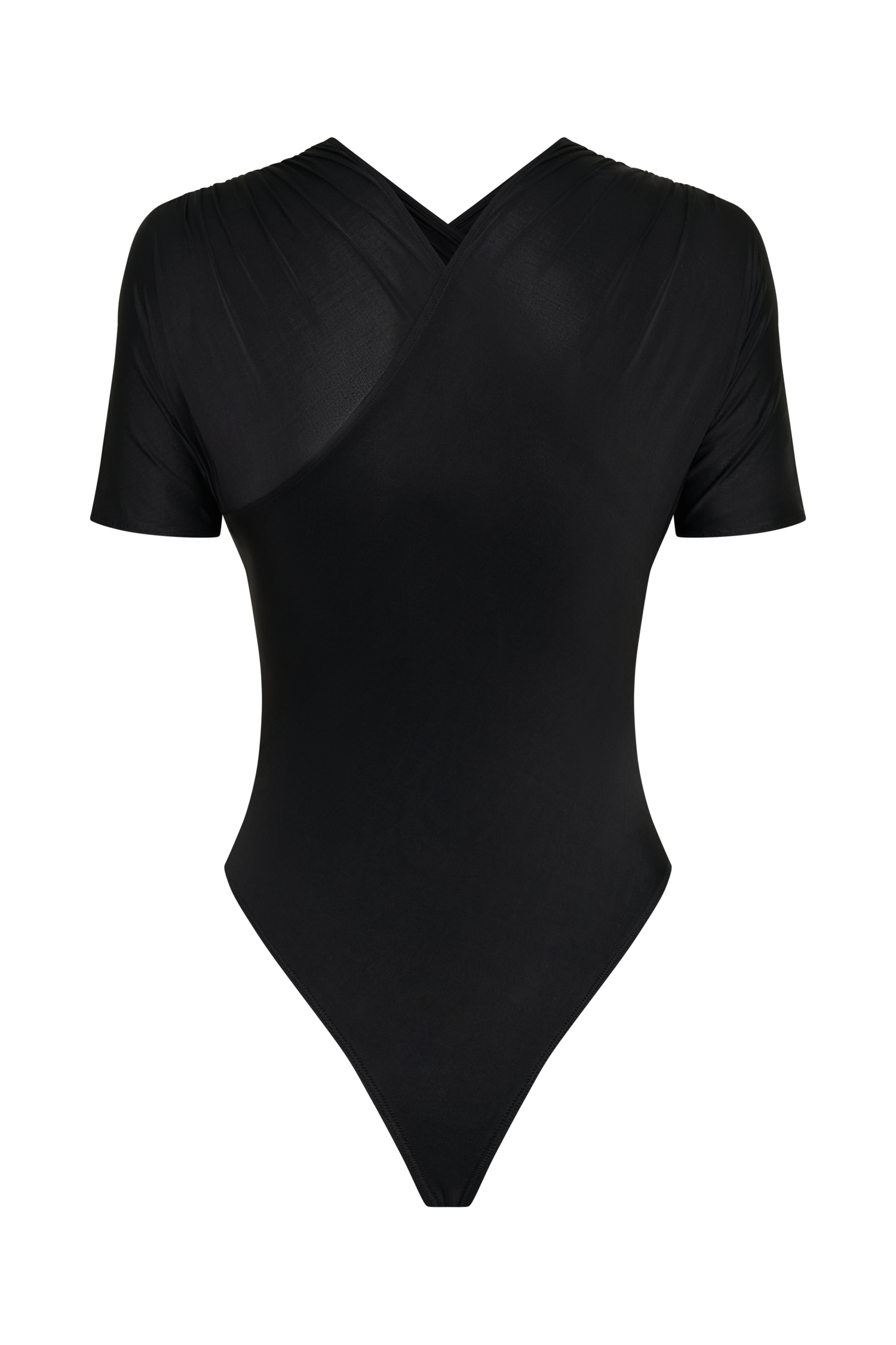 Junie Shortsleeve Cross-Over Bodysuit - Black - Image 8
