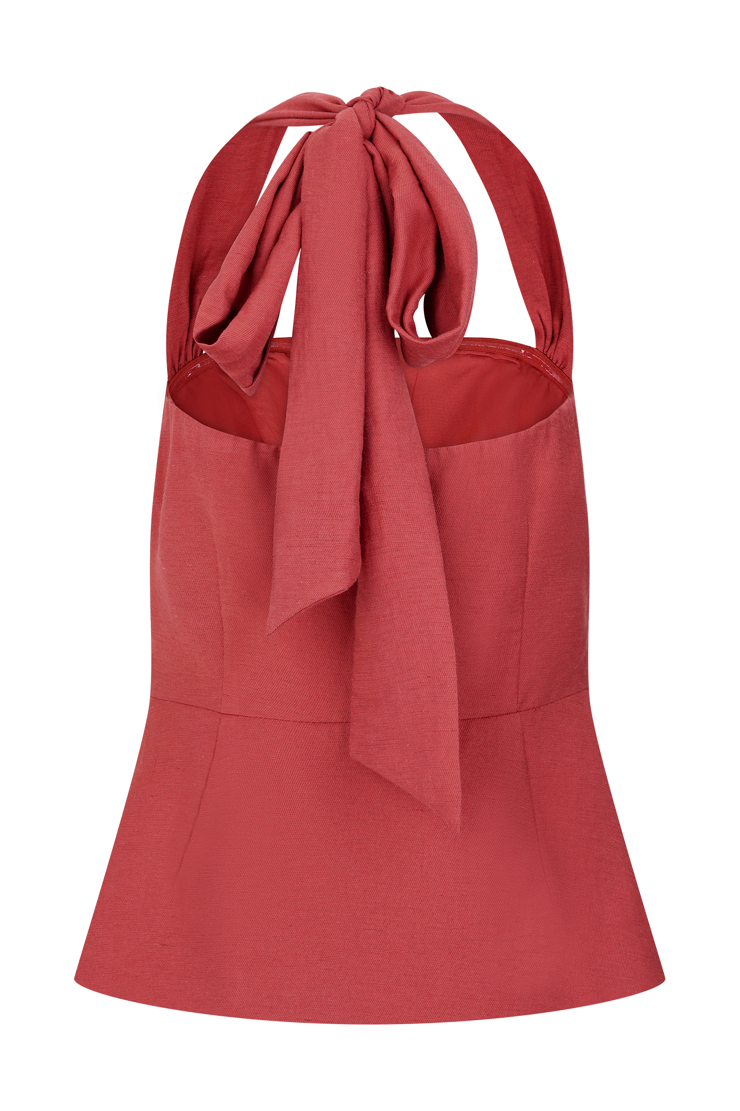 Kallie Linen Peplum Halter Top - Burnt Rose - Image 8