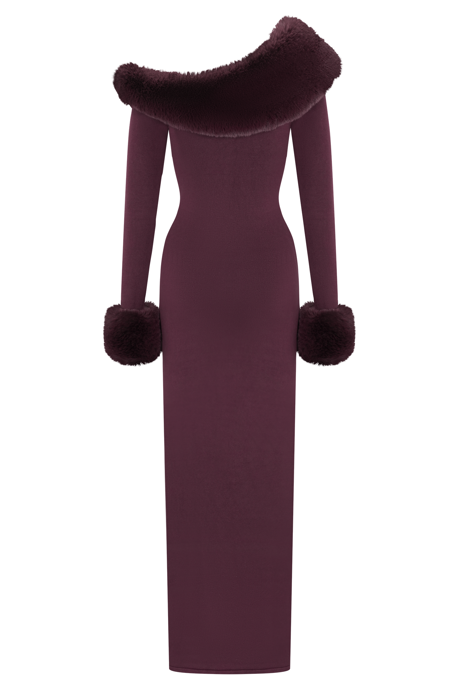 Karleigh Faux Fur Knit Maxi Dress - Plum - Image 8
