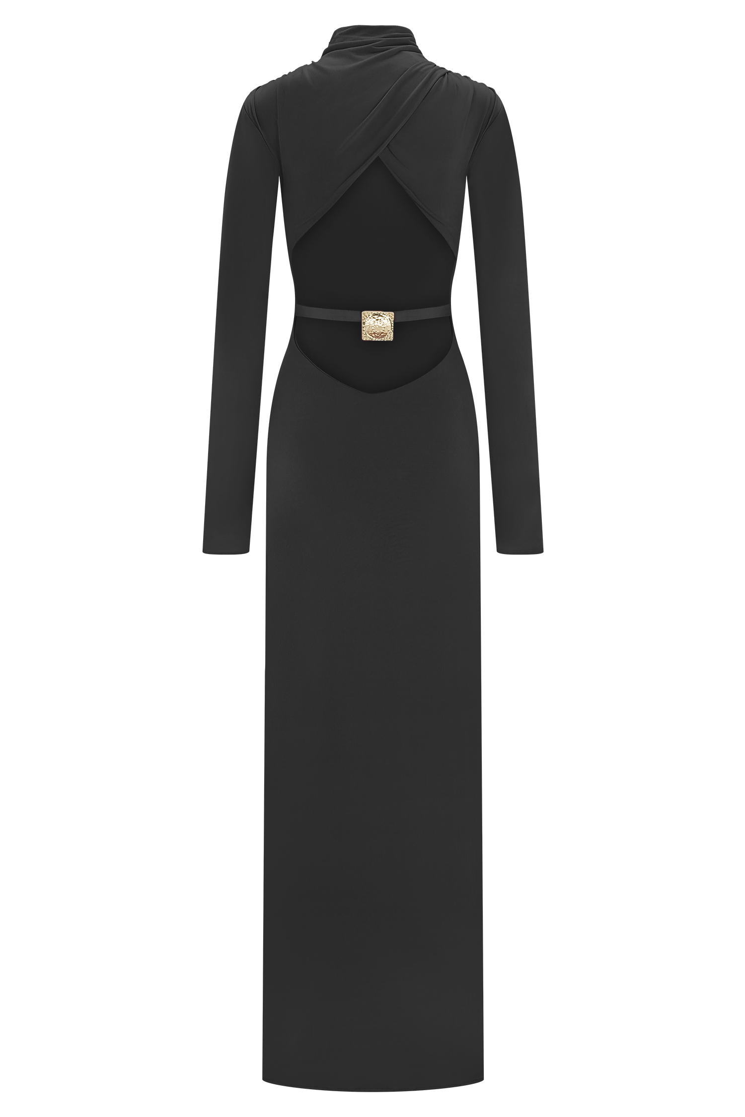 Kiyah Slinky Cut Out Maxi Dress - Black - Image 6