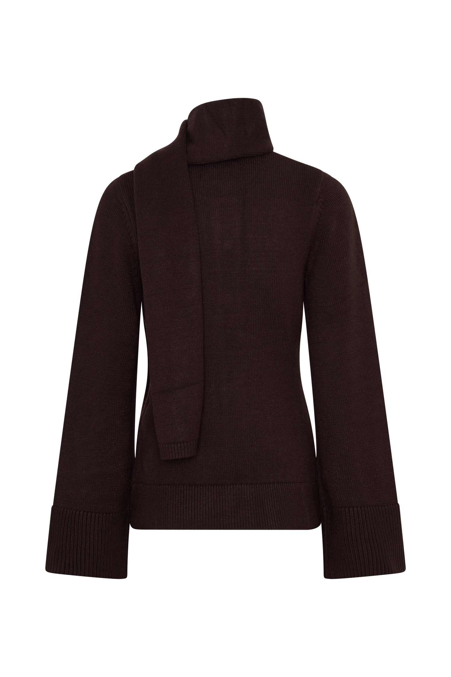Lara Knit Cardigan With Scarf - Chocolate - Image 6