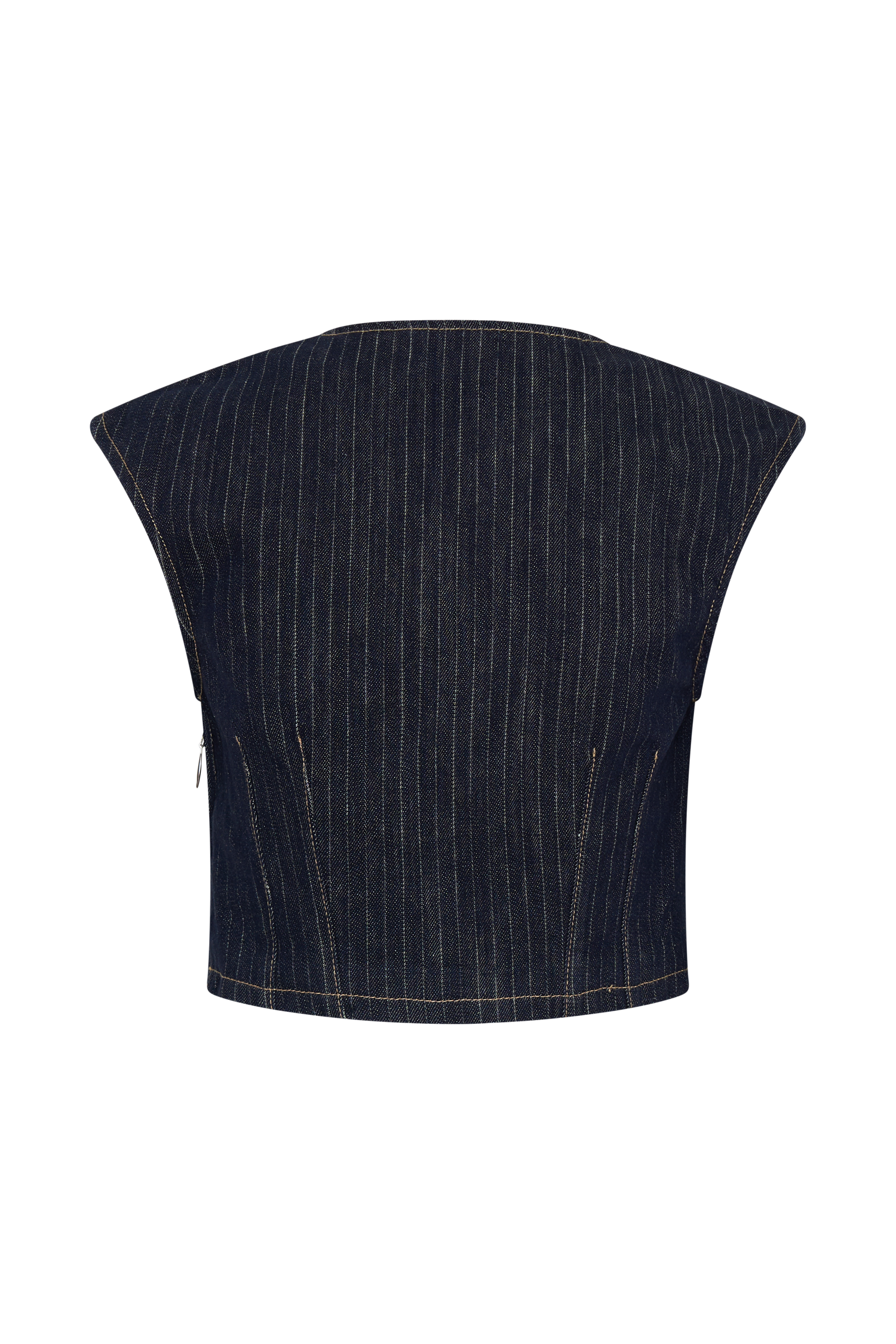 Loraine Sleeveless Denim Top - Indigo Pinstripe - Image 10
