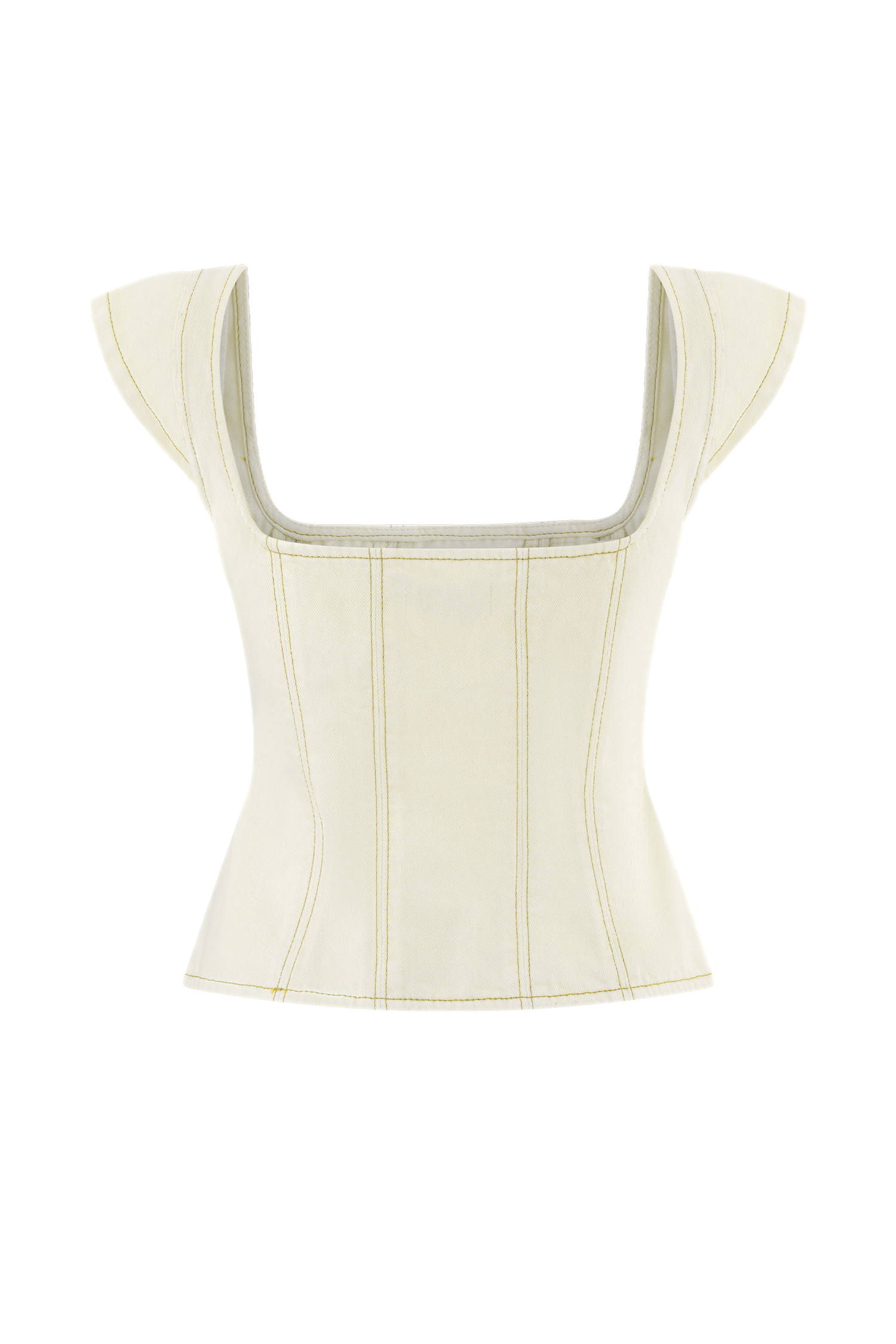 Loretta Cap Sleeve Denim Top - Ecru - Image 8
