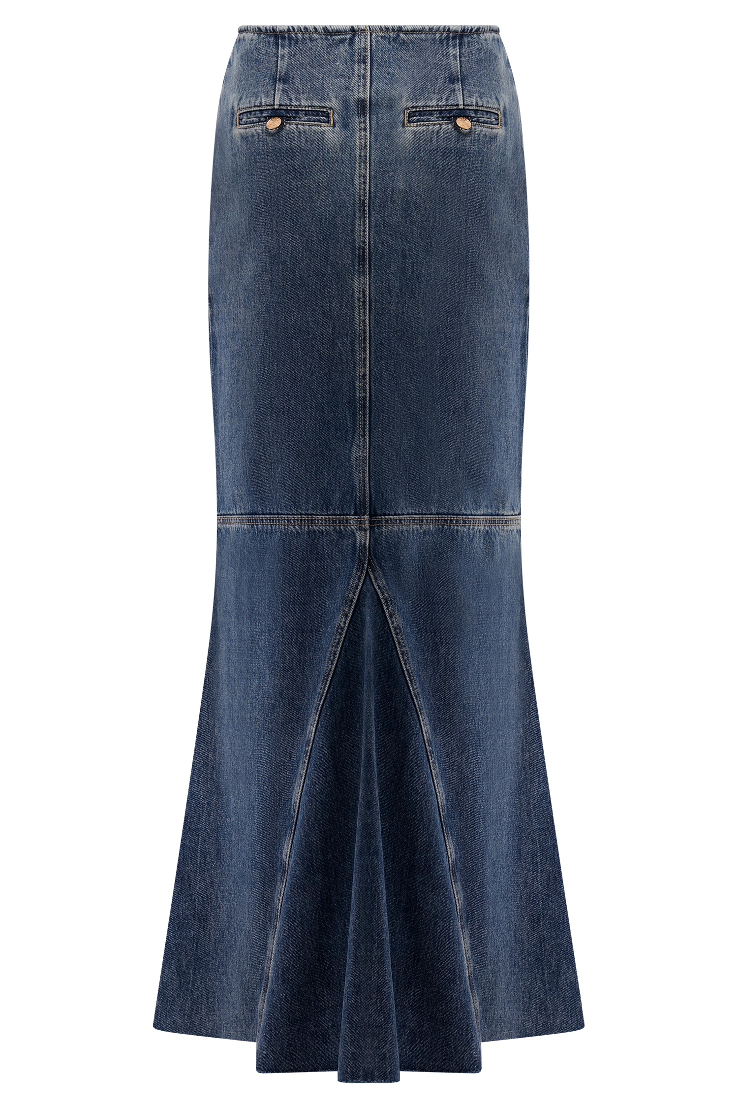 Loretta Denim Maxi Skirt - Washed Dark Blue - Image 8