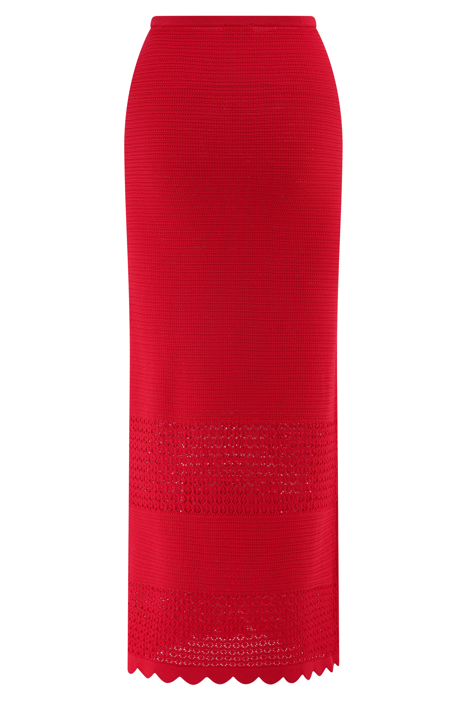 Madeline Scallop Knit Midi Skirt - Red - Image 7