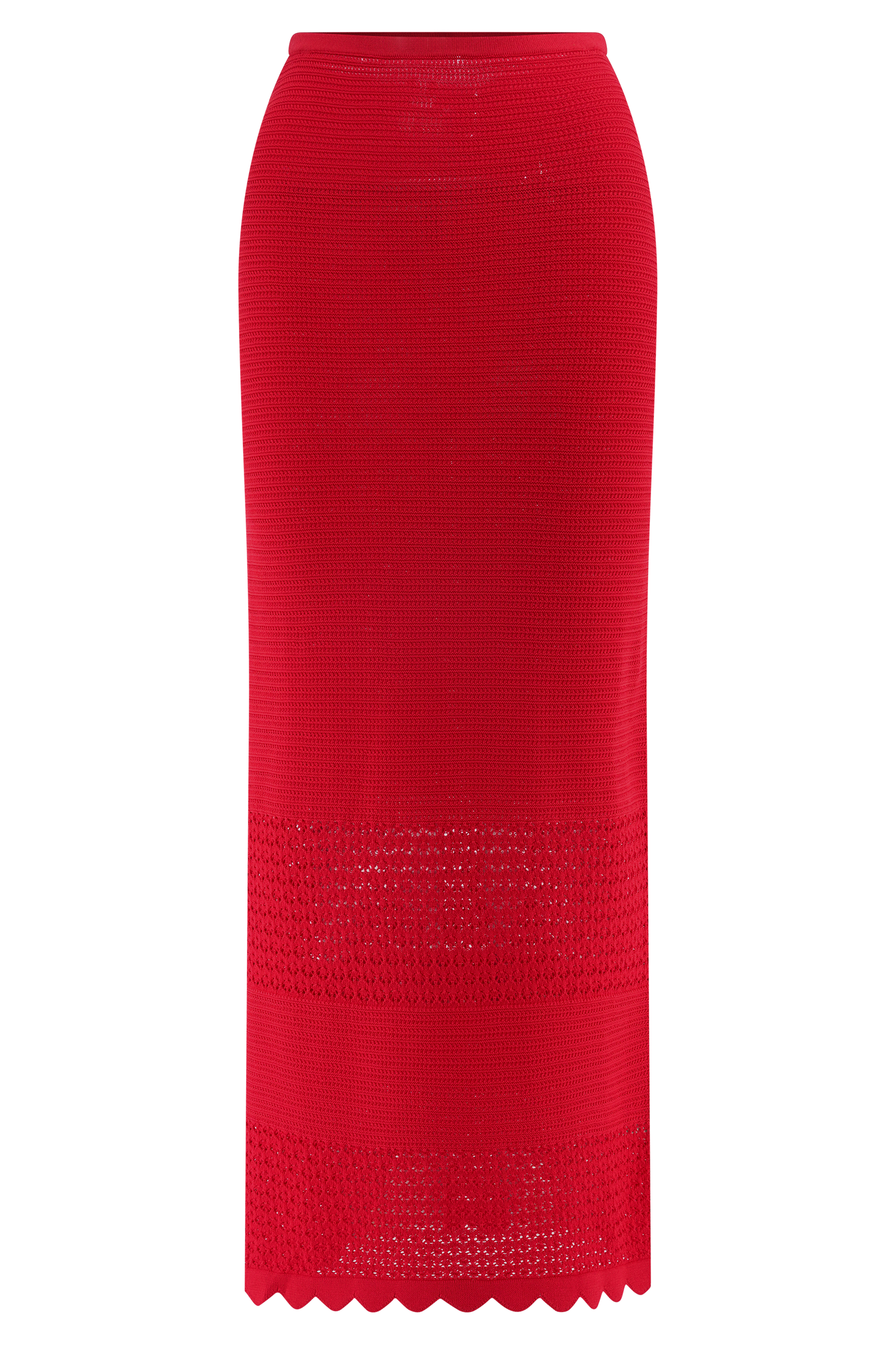 Madeline Scallop Knit Midi Skirt - Red - Image 6
