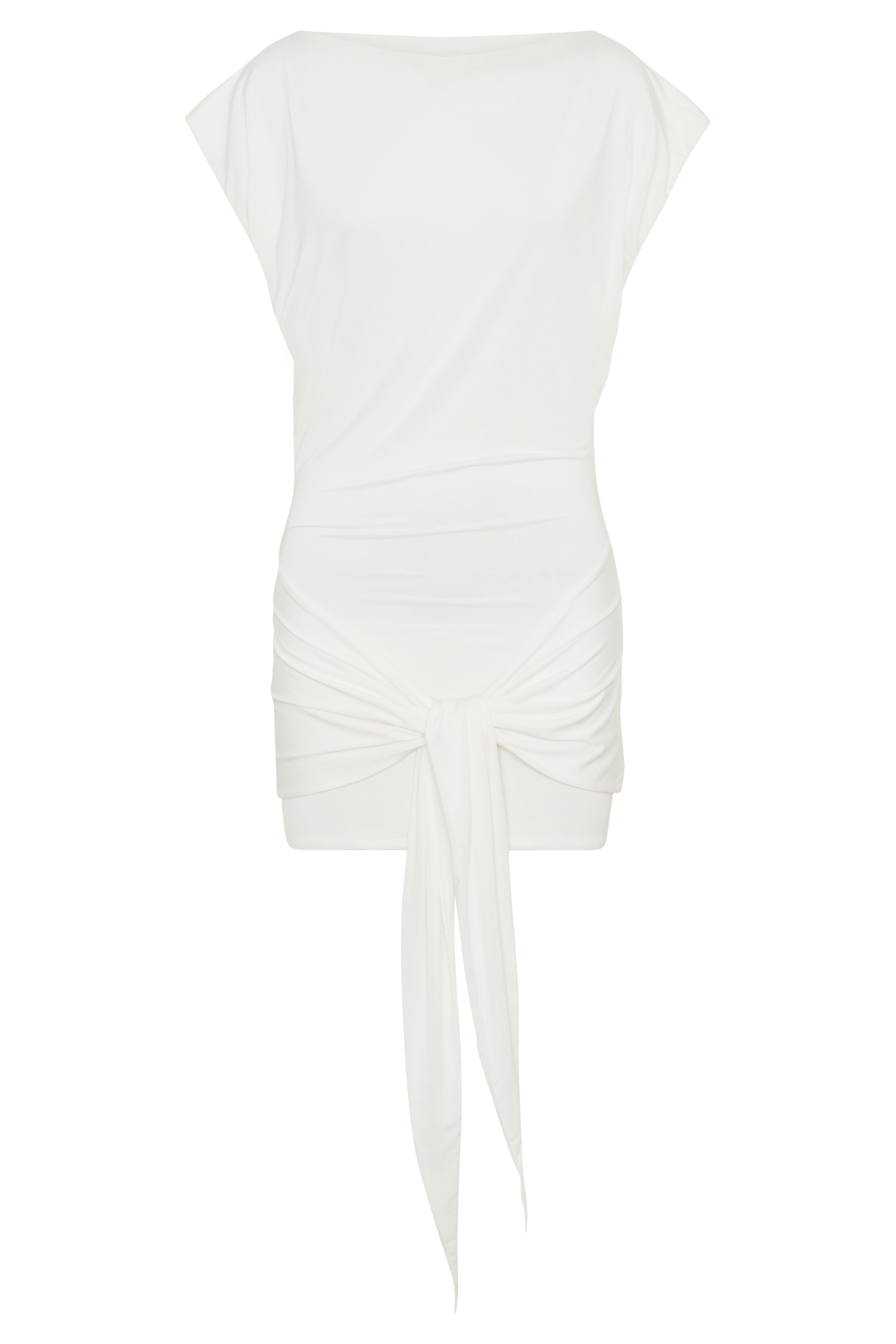 Maiara Shortsleeve Slinky Tie Mini Dress - White - Image 7
