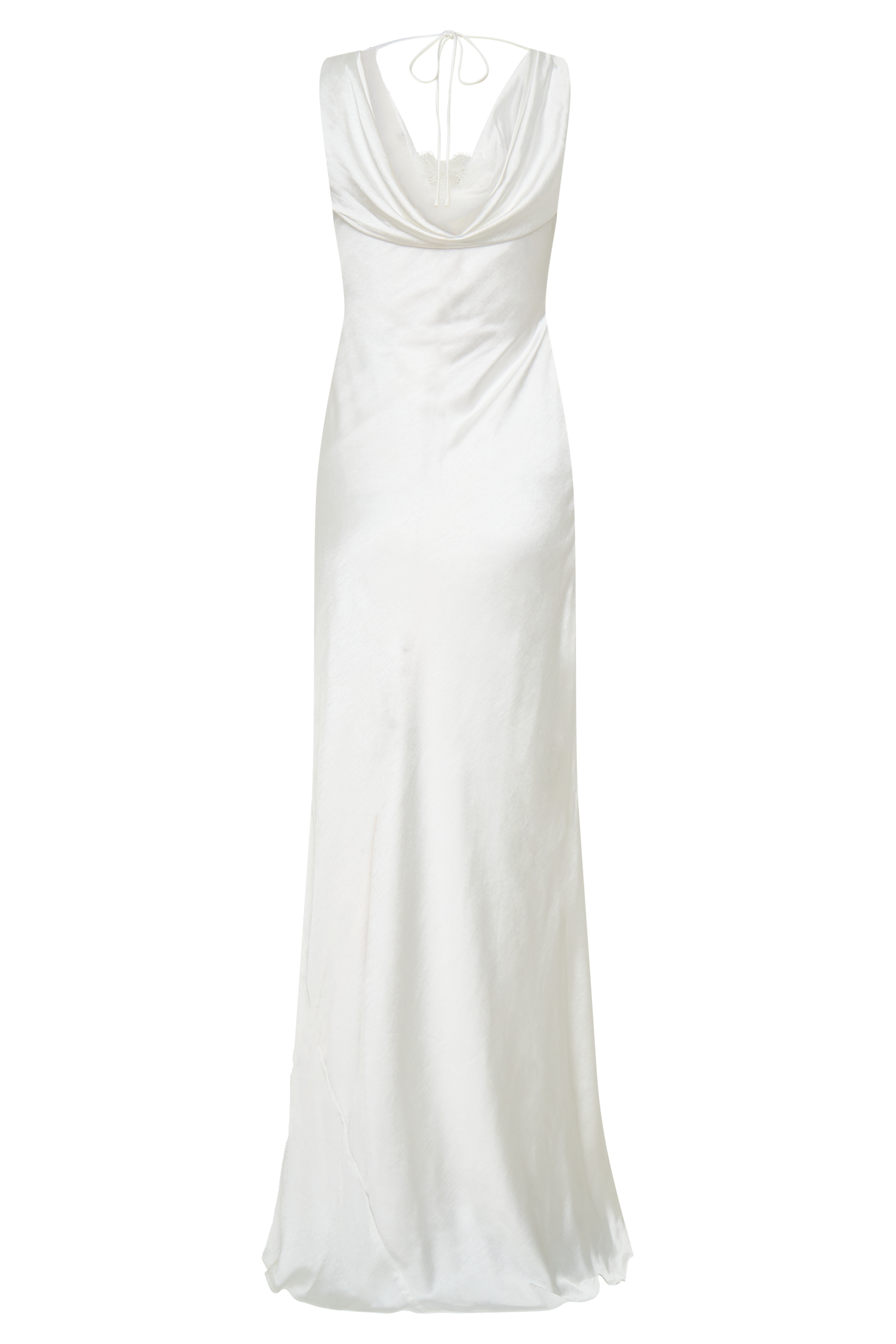 Ashley Cowl Neck Lace And Satin Maxi Dress - Ivory - Image 11