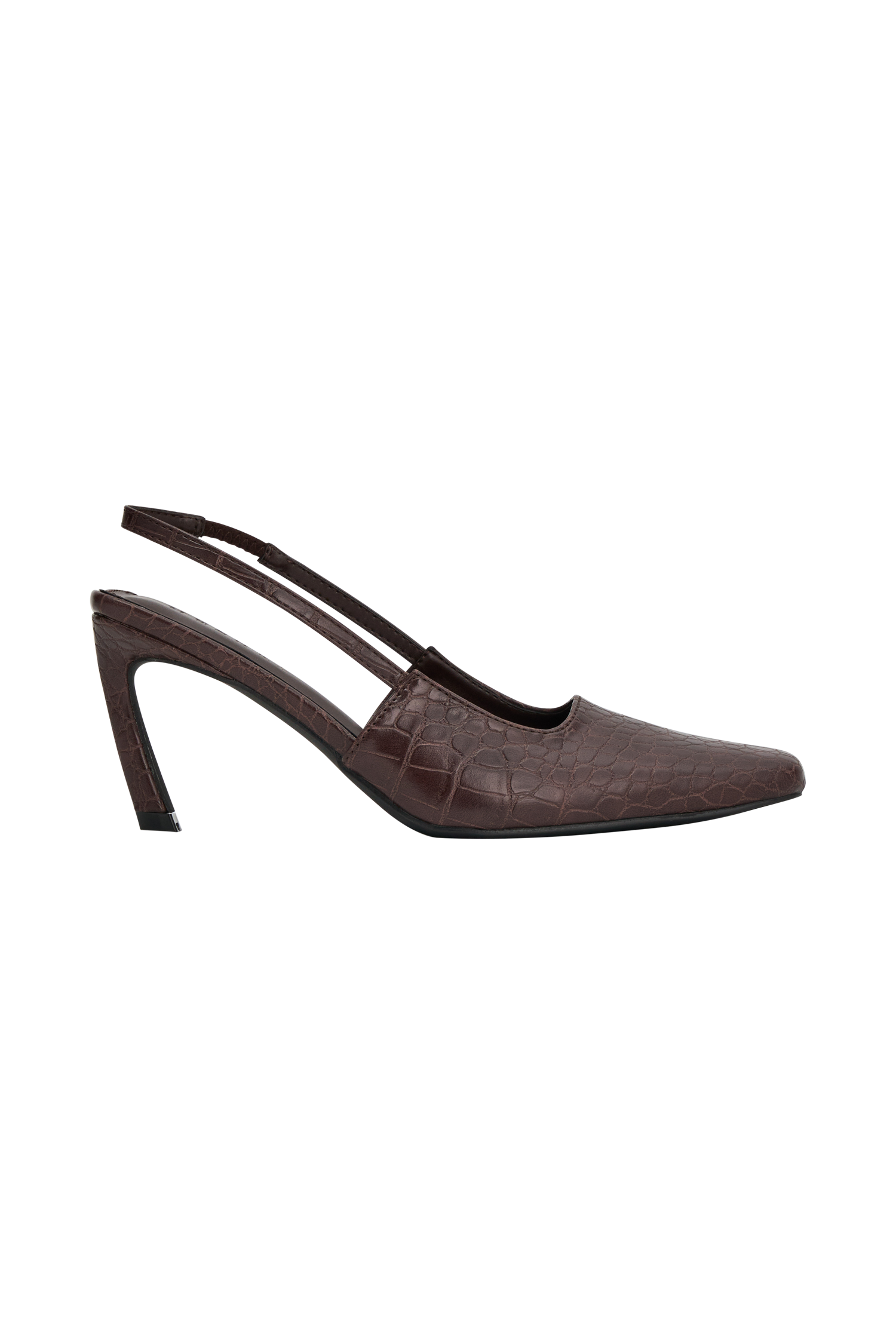Maren Faux Leather Crocodile Heel - Chocolate - Image 6