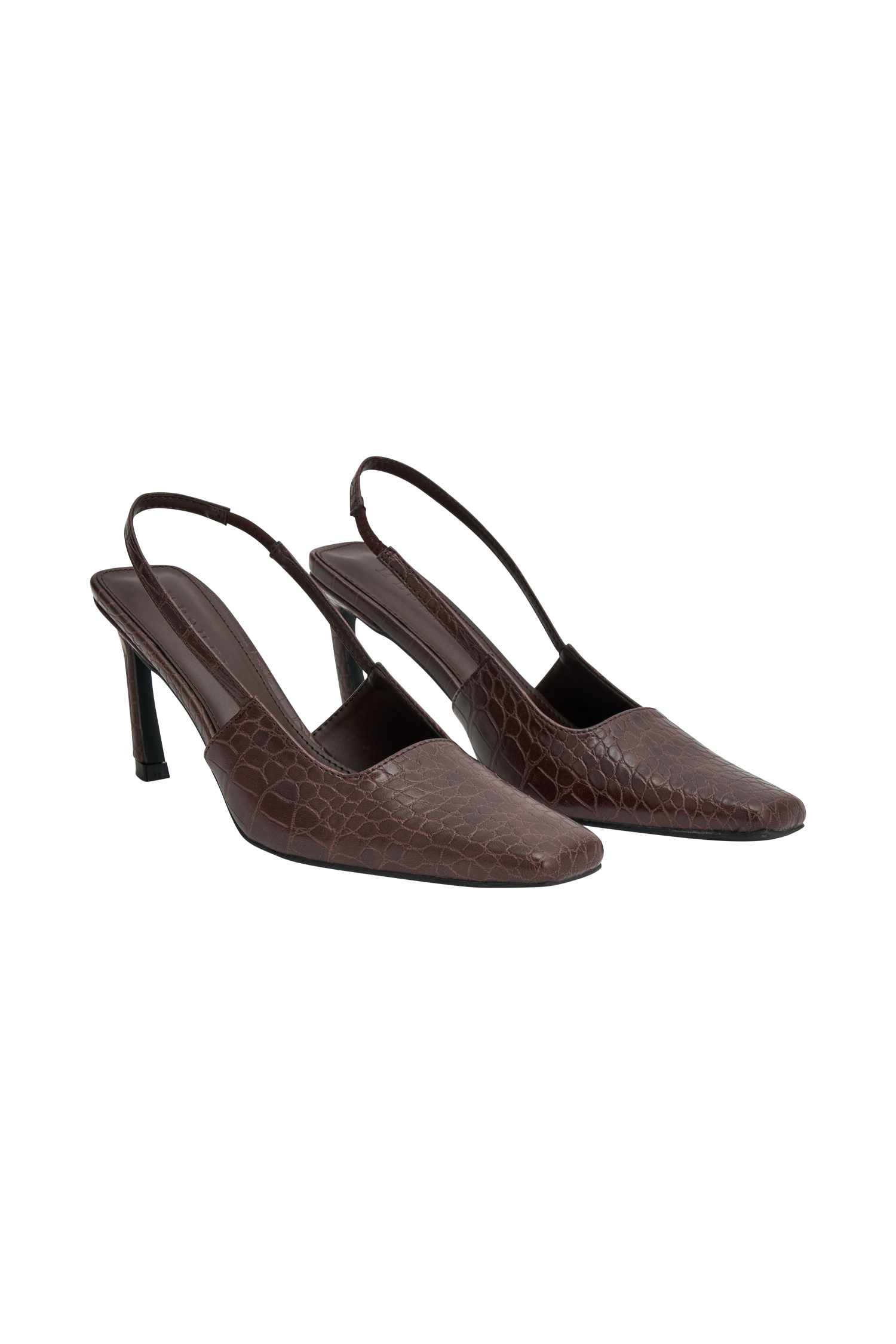 Maren Faux Leather Crocodile Heel - Chocolate - Image 7