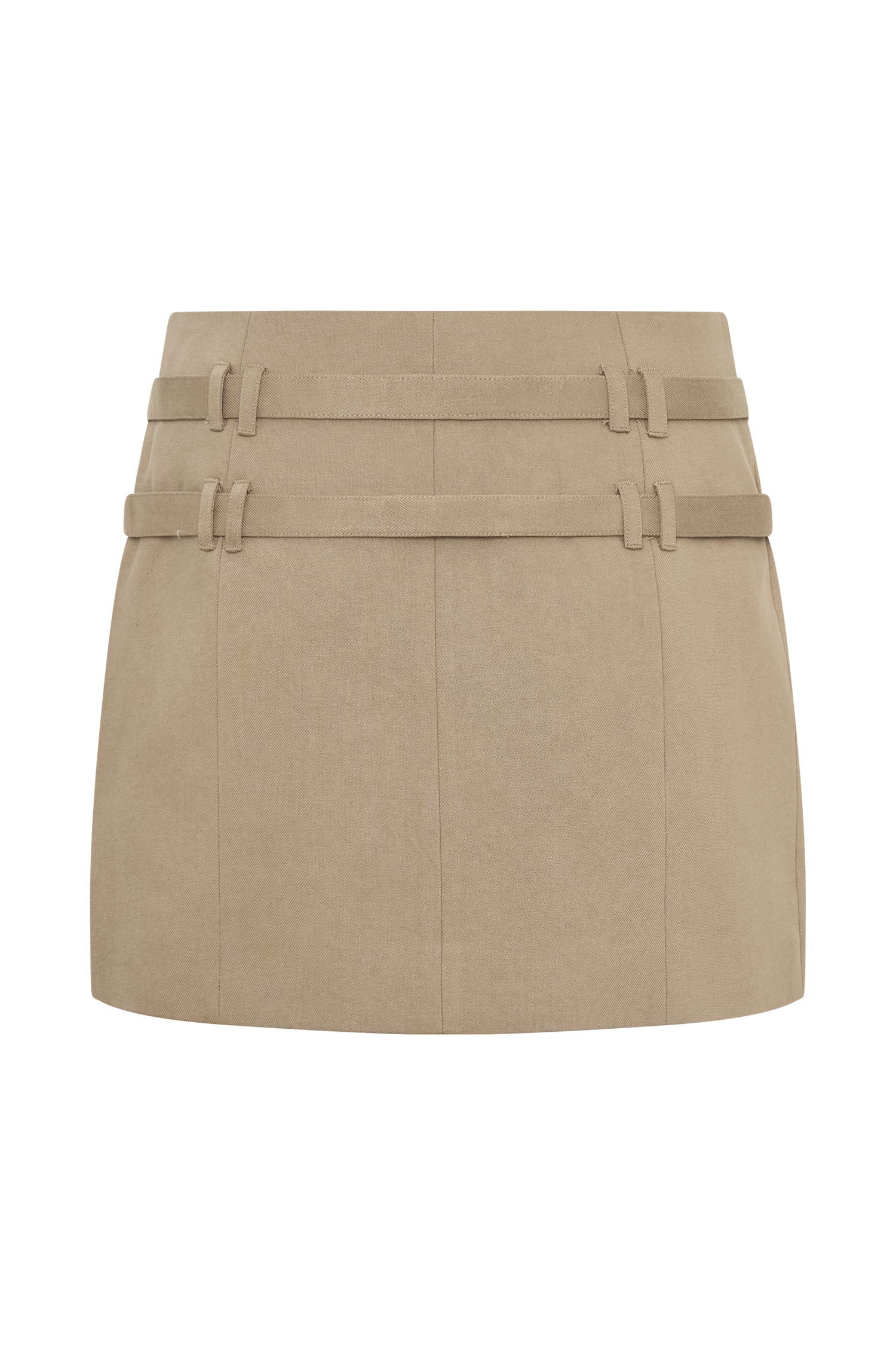 Marielle Double Belt Mini Skirt - Taupe - Image 12
