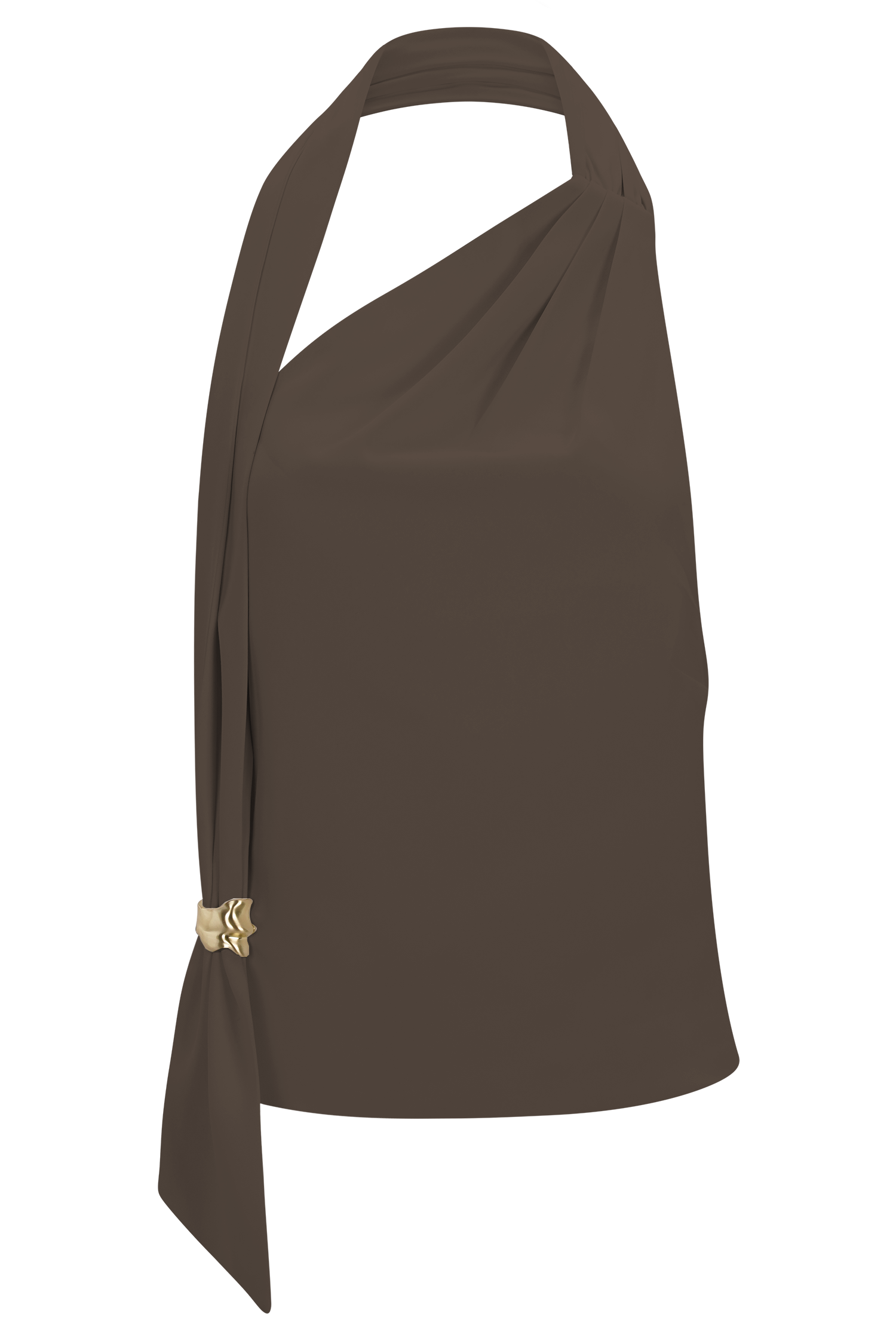 Marina Halter Top With Hardware - Cacao Brown - Image 10