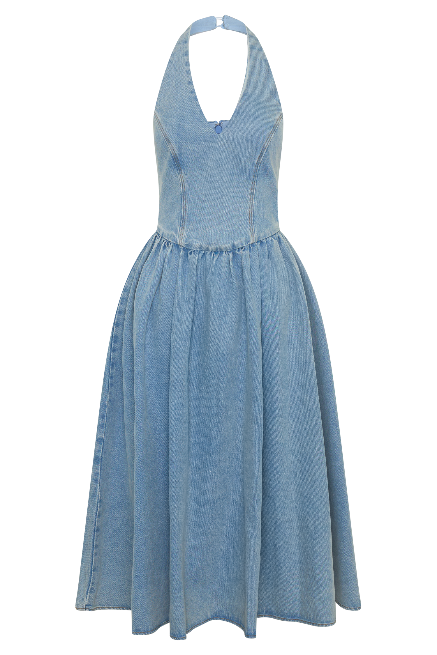 Miller Denim Halter Midi Dress - Classic Blue - Image 9