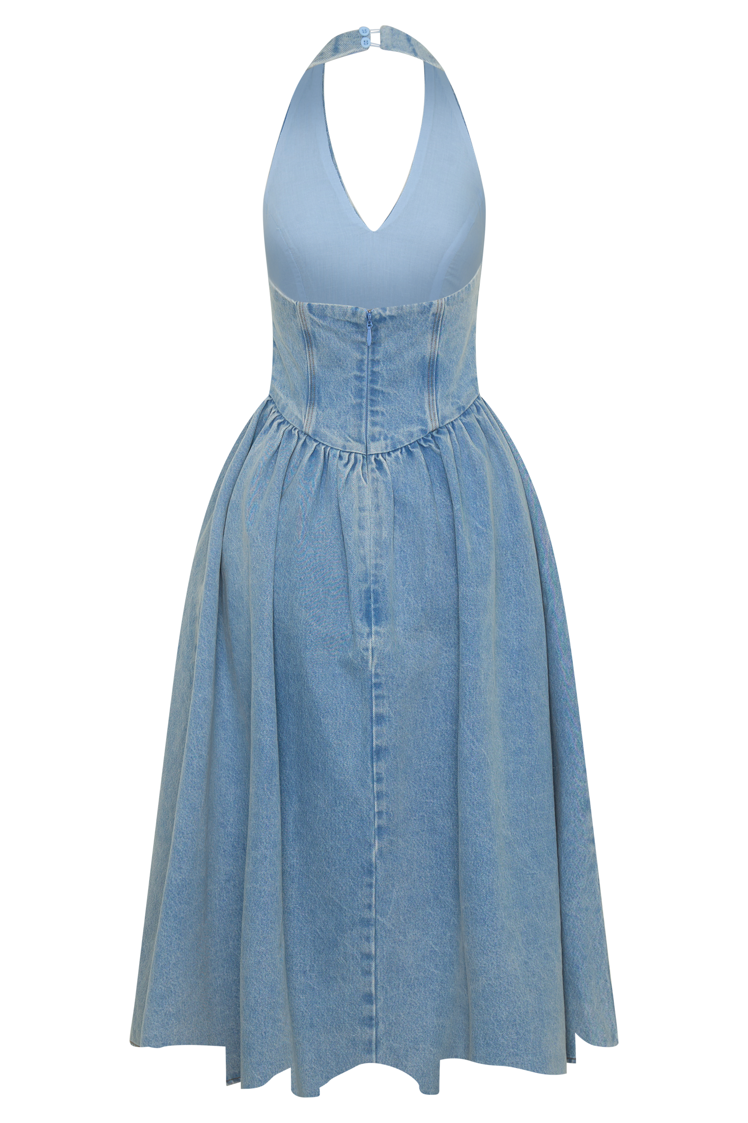 Miller Denim Halter Midi Dress - Classic Blue - Image 8