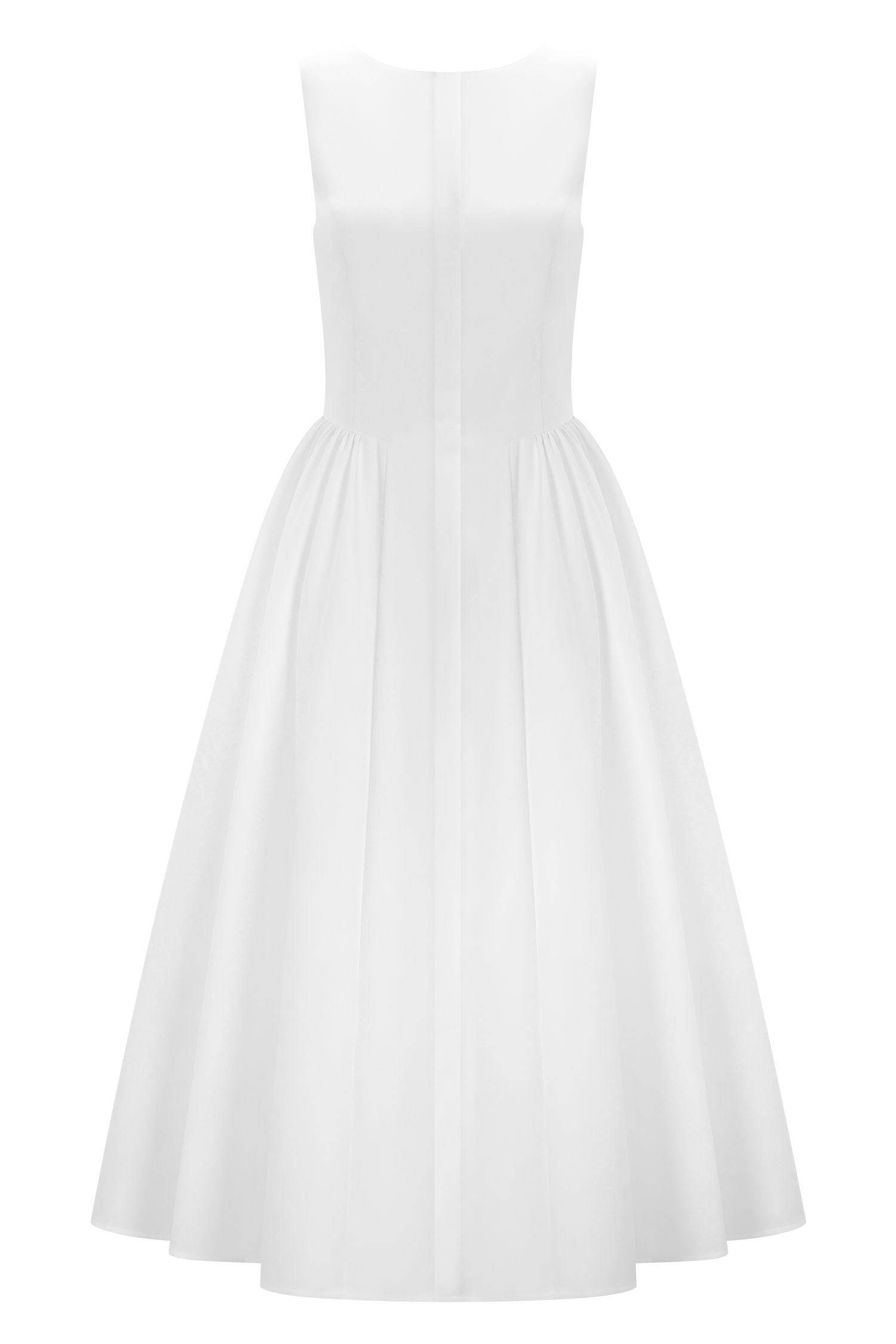 Monika Gathered Waist Cotton Midi Dress - White - Image 9