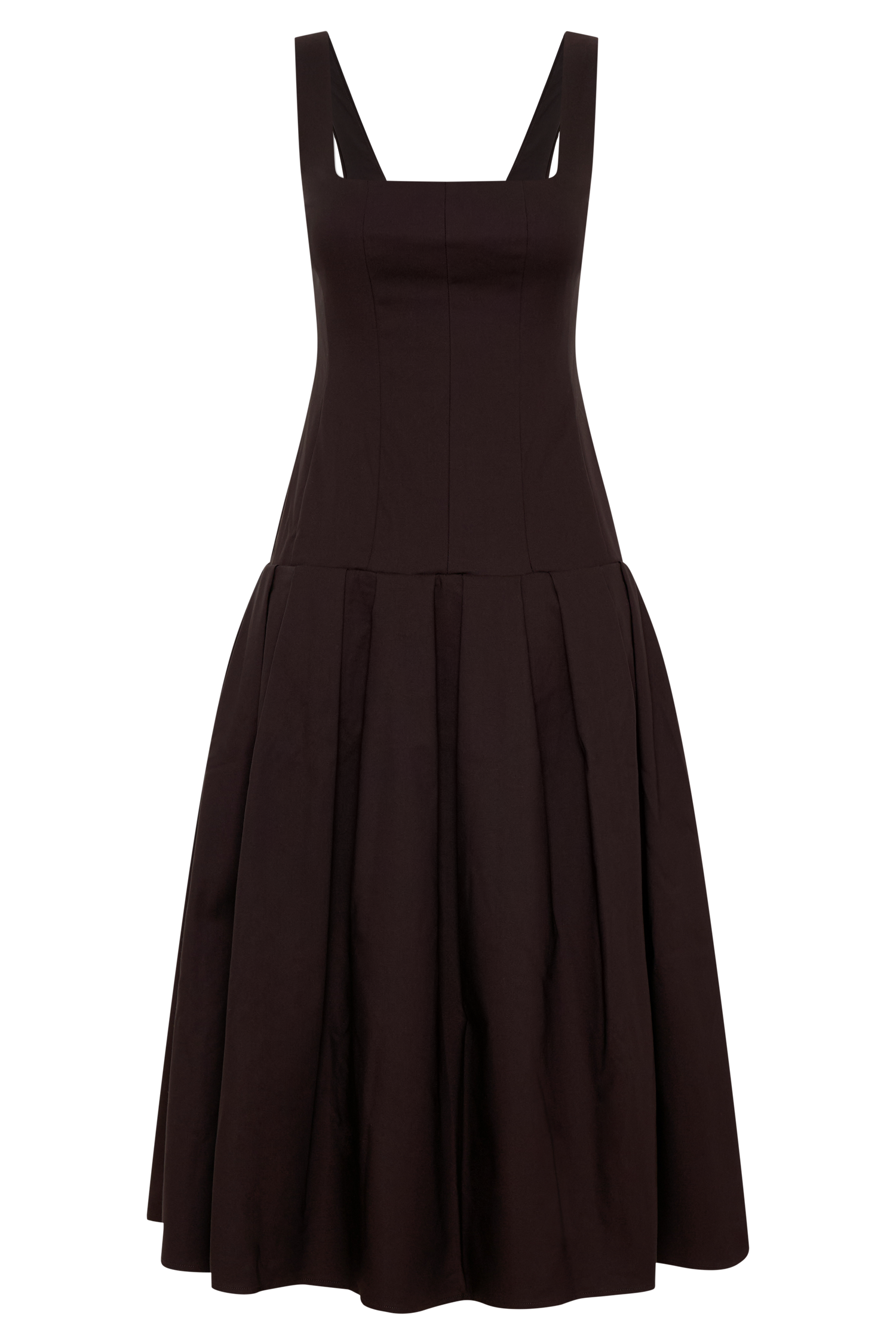 Natascha Drop Waist Cotton Midi Dress - Chocolate - Image 7