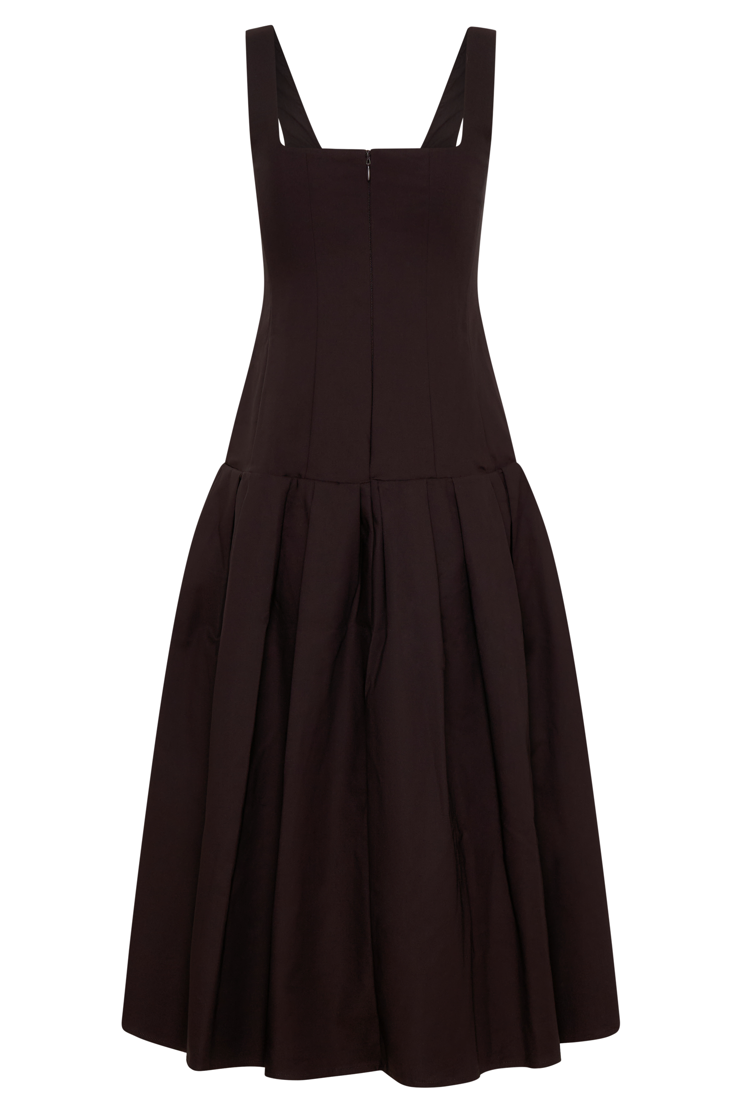 Natascha Drop Waist Cotton Midi Dress - Chocolate - Image 6