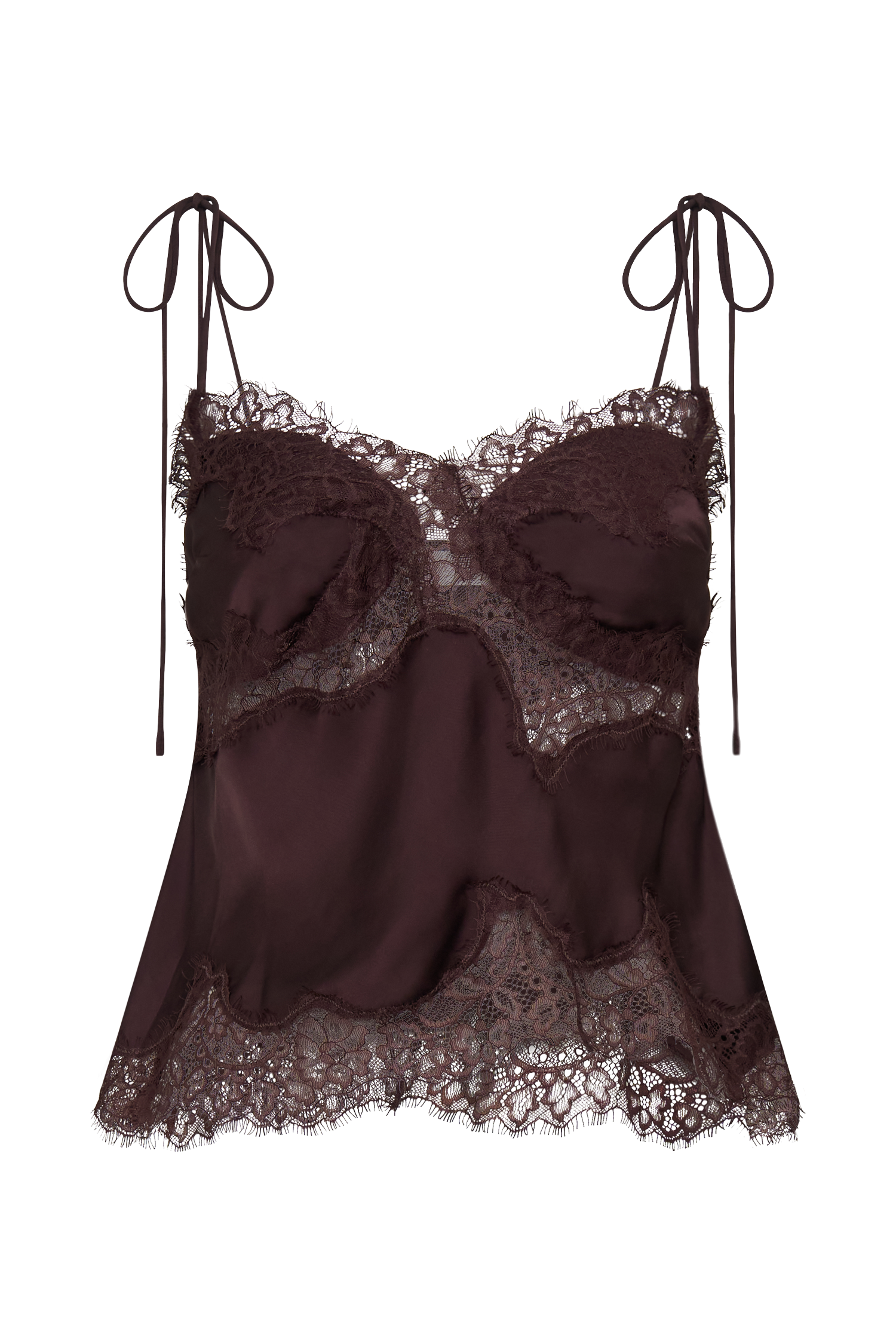 Nina Satin And Lace Camisole - Chocolate - Image 9