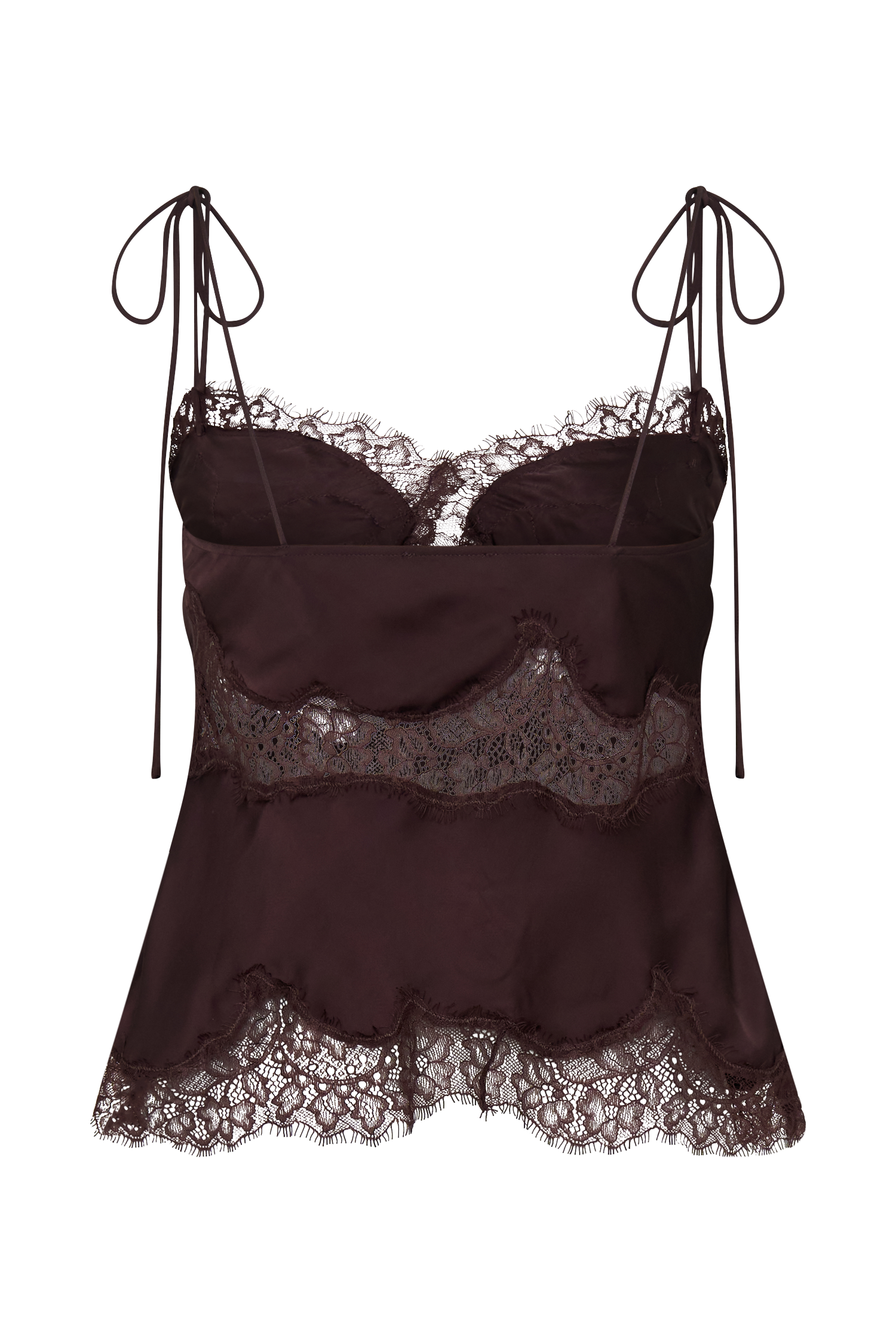 Nina Satin And Lace Camisole - Chocolate - Image 8