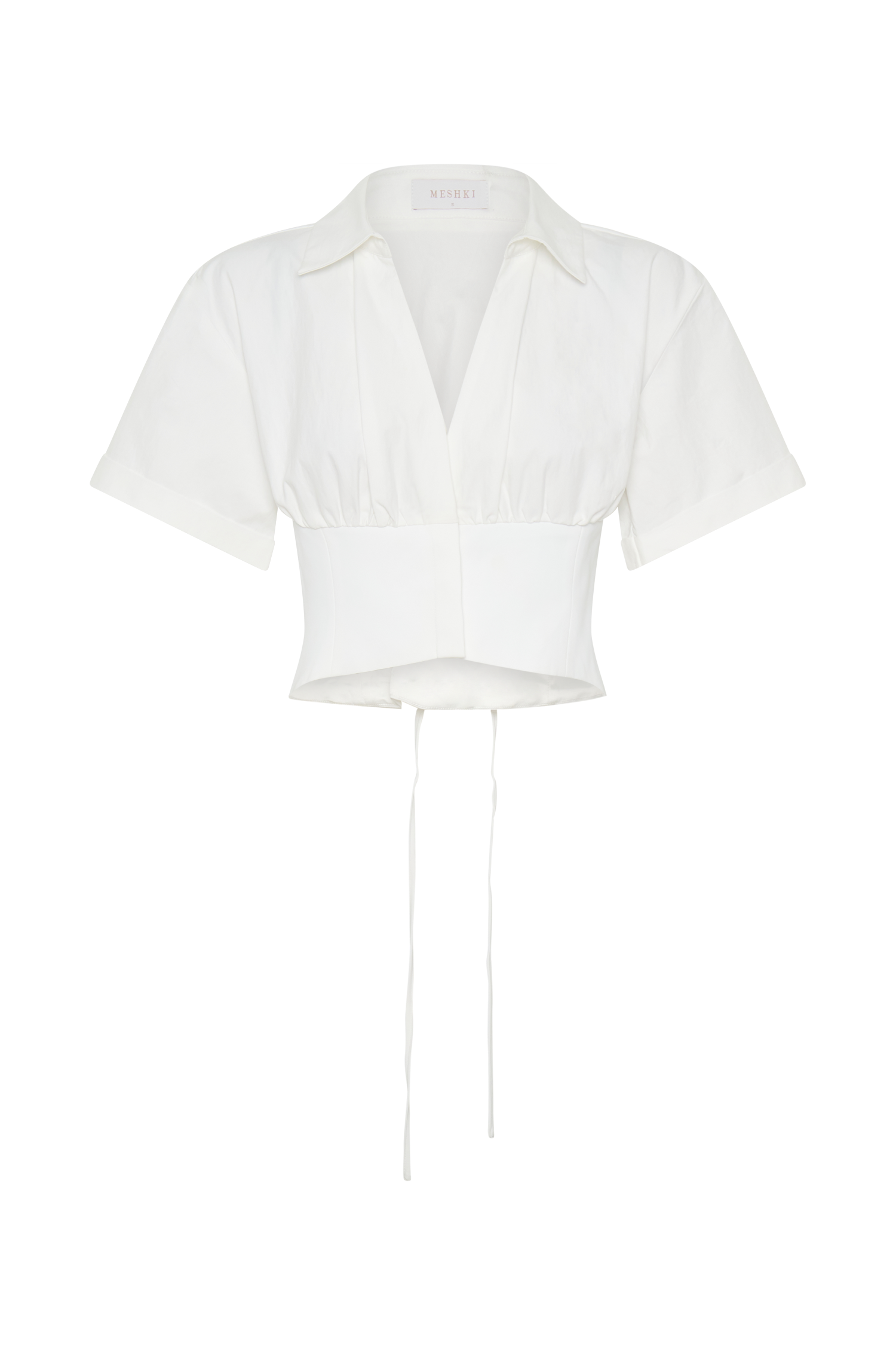 Noelia Tie Back Short Sleeve Shirt - White - Image 12