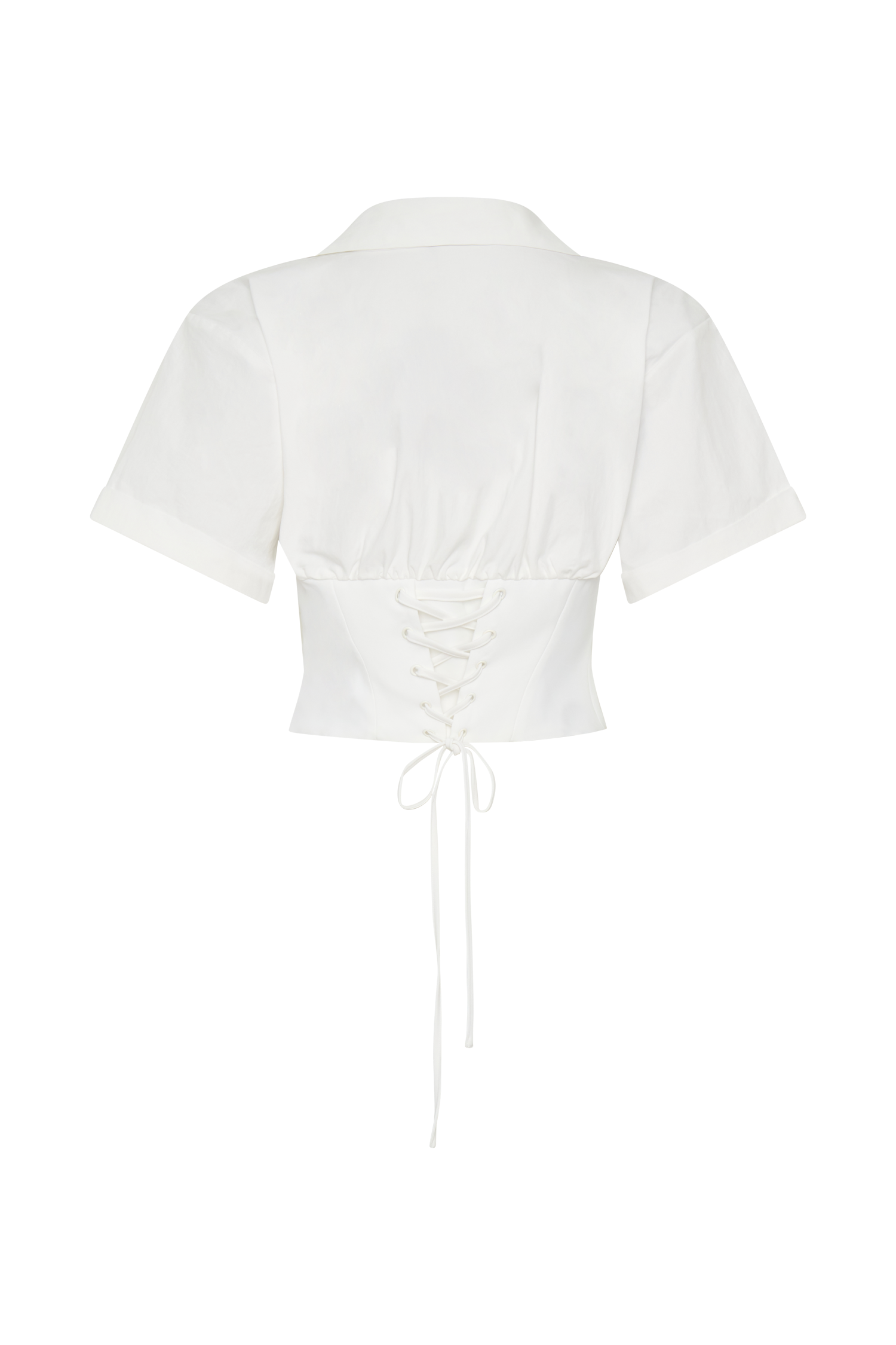 Noelia Tie Back Short Sleeve Shirt - White - Image 11