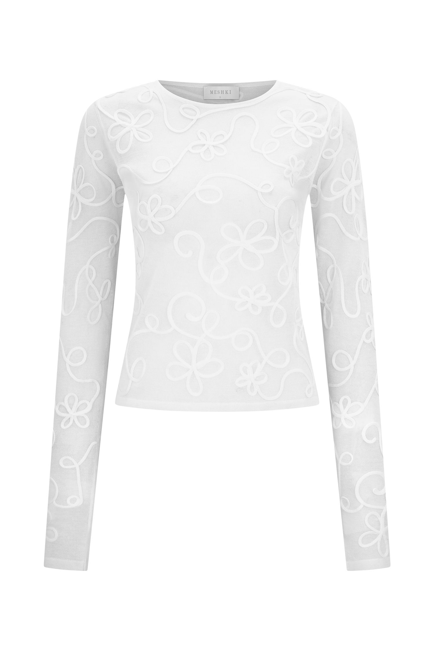 Omari Embroidery Long Sleeve Knit Top - Ivory - Image 7