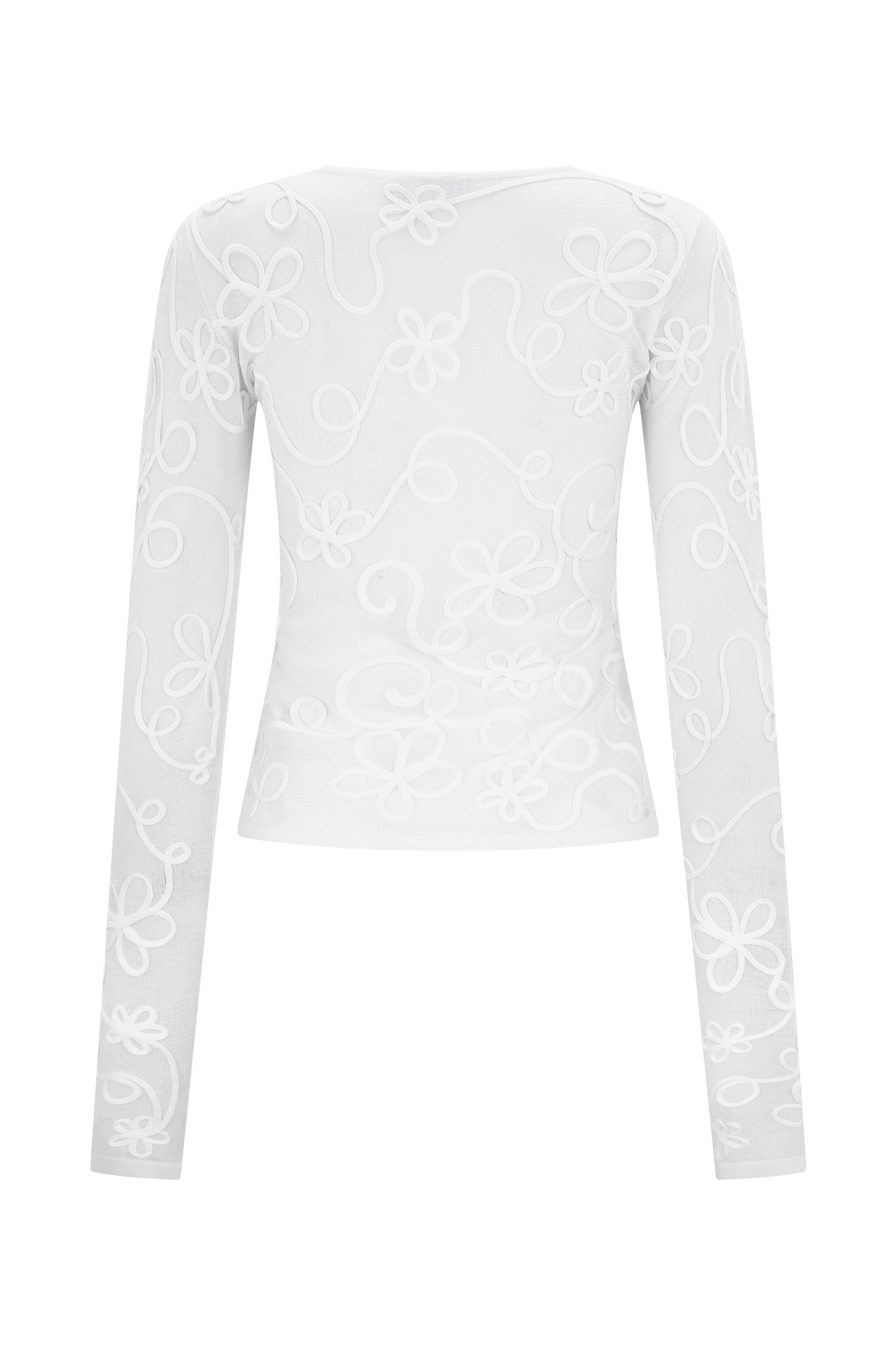 Omari Embroidery Long Sleeve Knit Top - Ivory - Image 6
