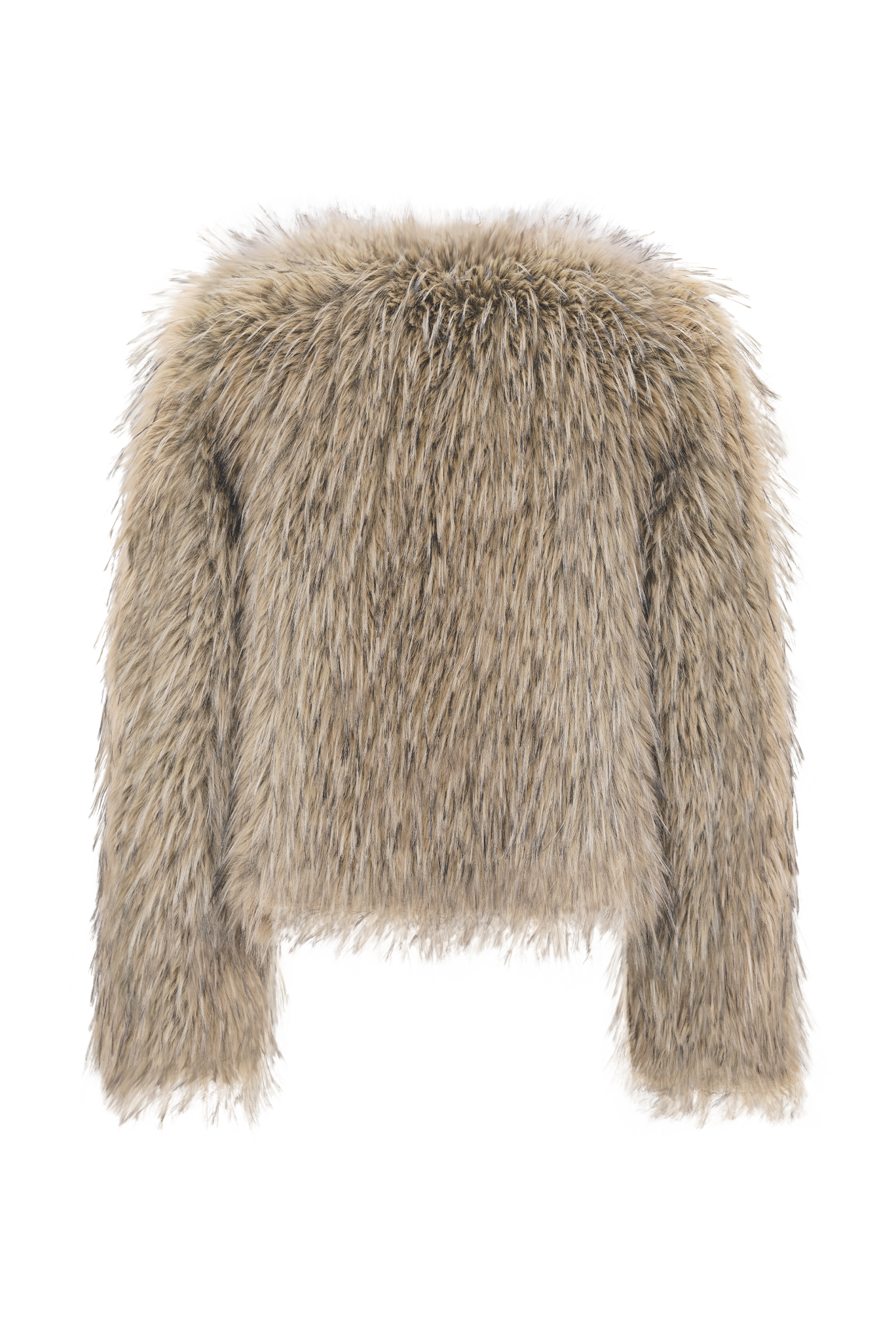Ottie Mongolian Faux Fur Cropped Jacket - Brown Multi - Image 9