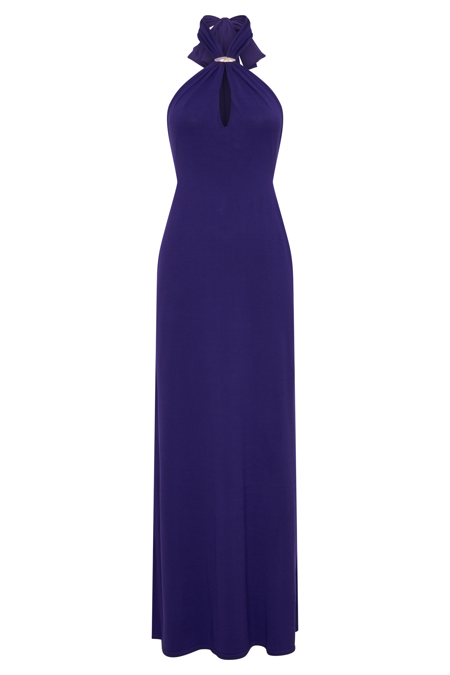 Ozias Halter Semi Sheer Knit Maxi Dress - Deep Purple - Image 9