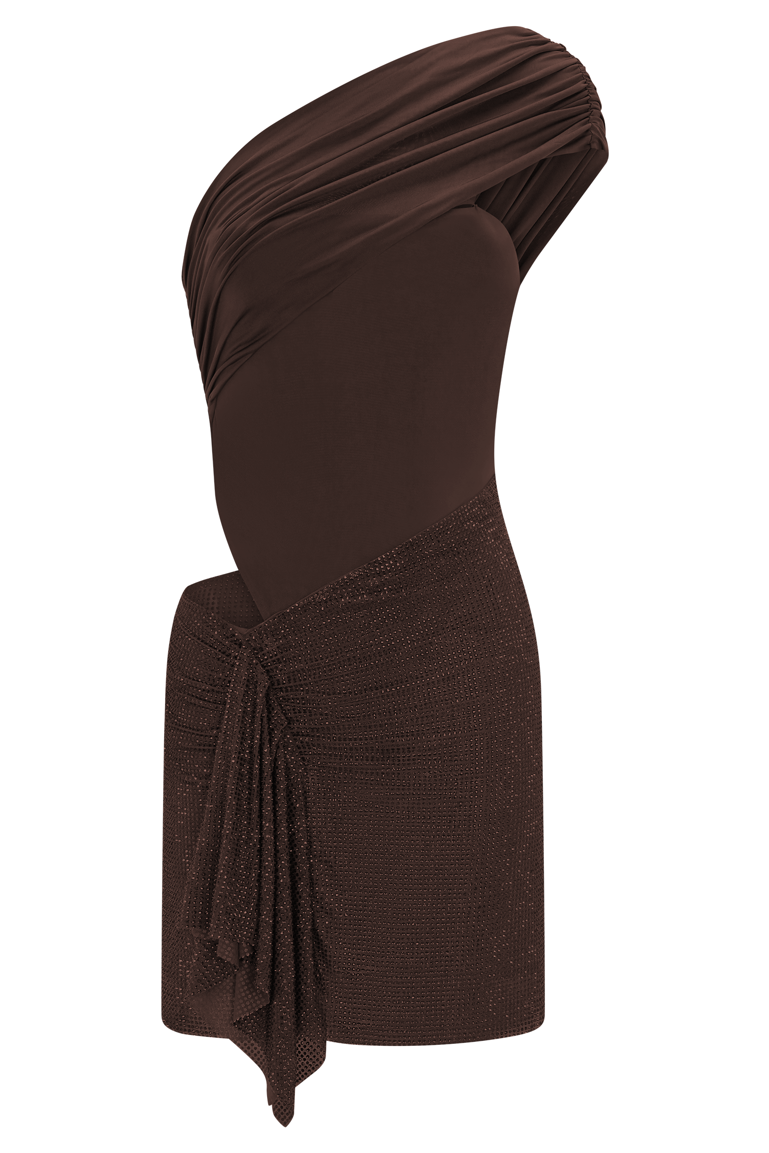 Paisley Slinky And Diamante Mini Dress - Chocolate - Image 11