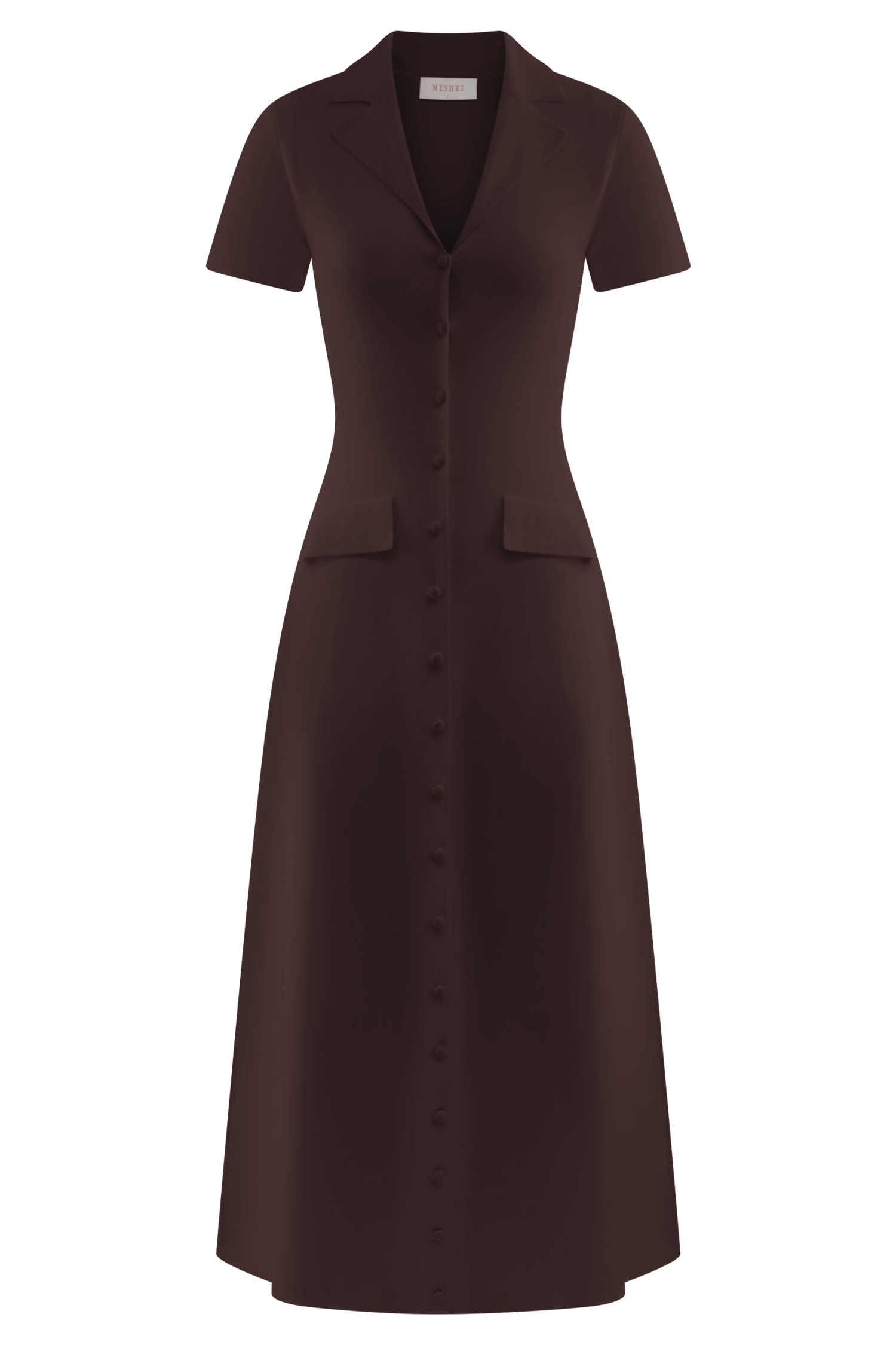Pearson Short Sleeve Knit Midi Dress - Chocolate - Image 9
