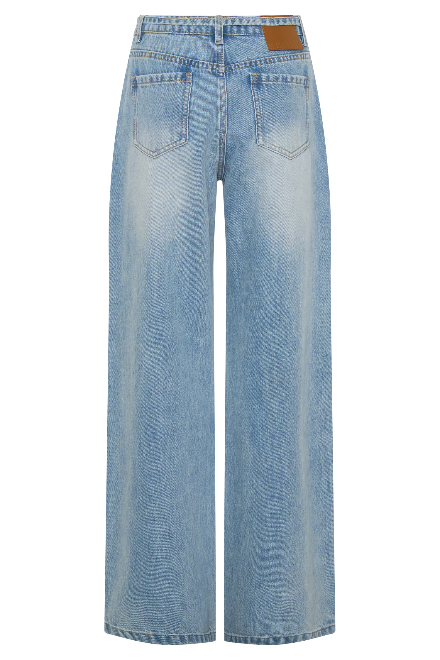 Perrie Mid Rise Straight Leg Tie Jeans - Washed Light Blue - Image 12