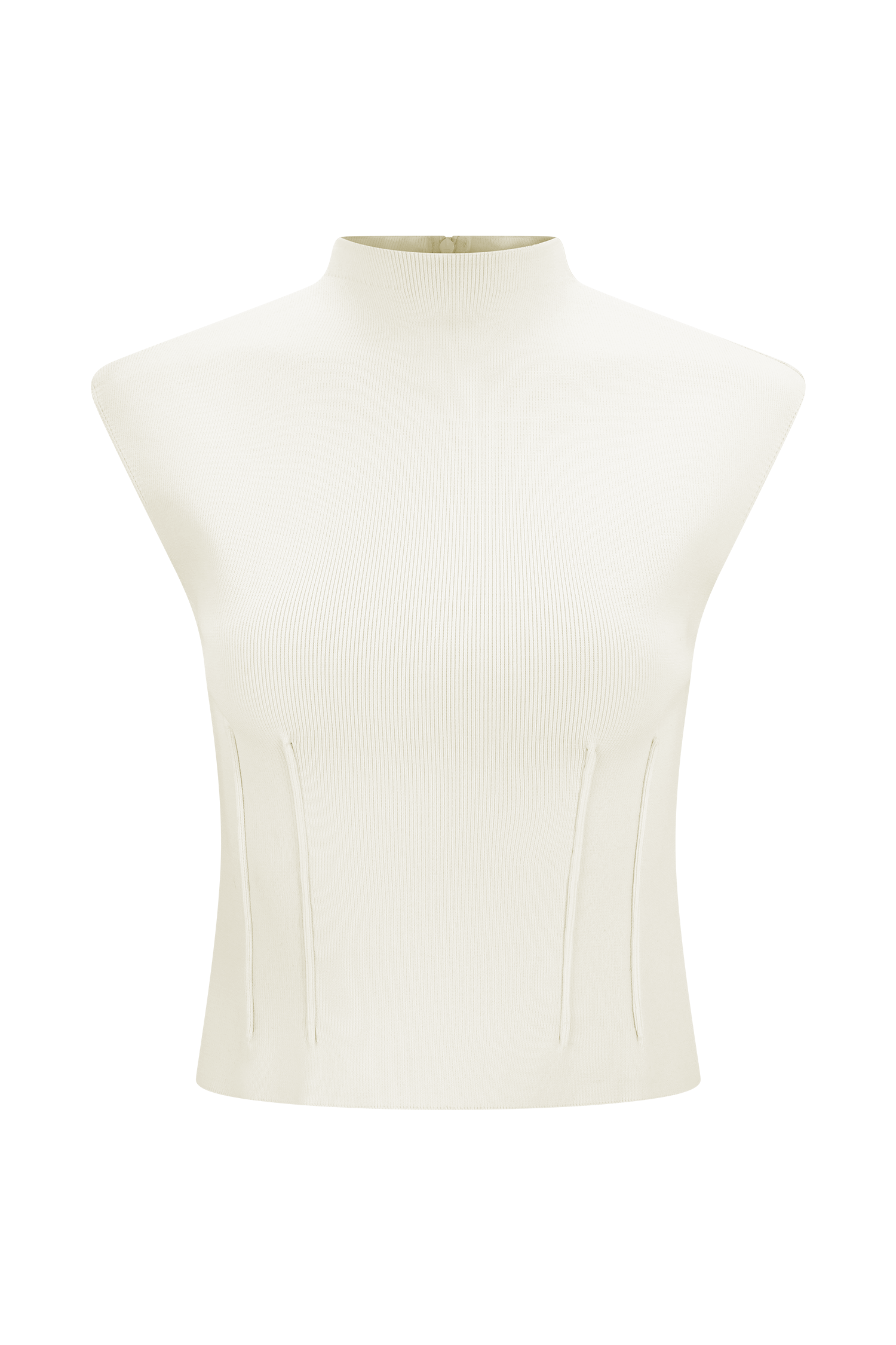 Romaine High Neck Bandage Knit Top - Ivory - Image 9