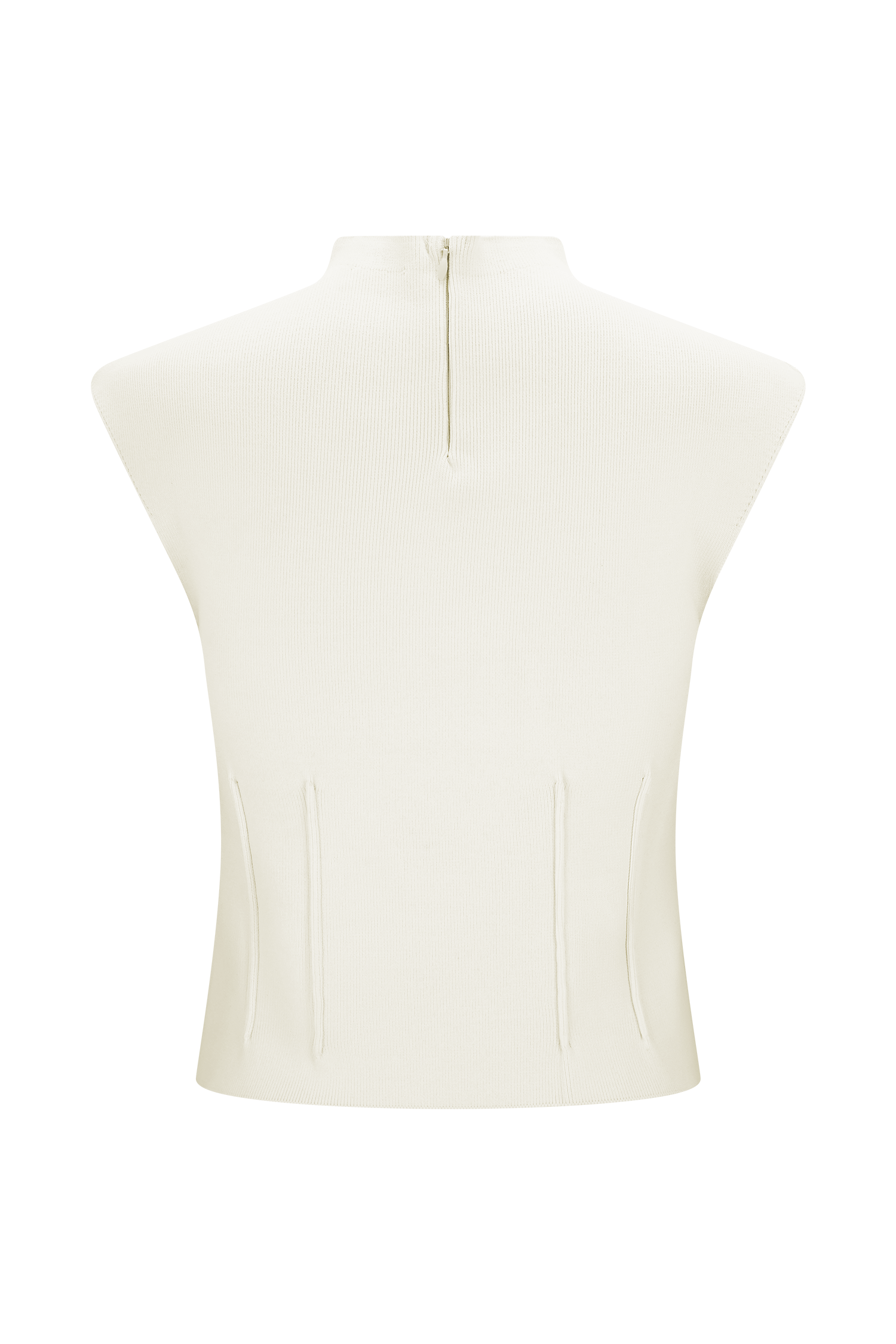 Romaine High Neck Bandage Knit Top - Ivory - Image 8