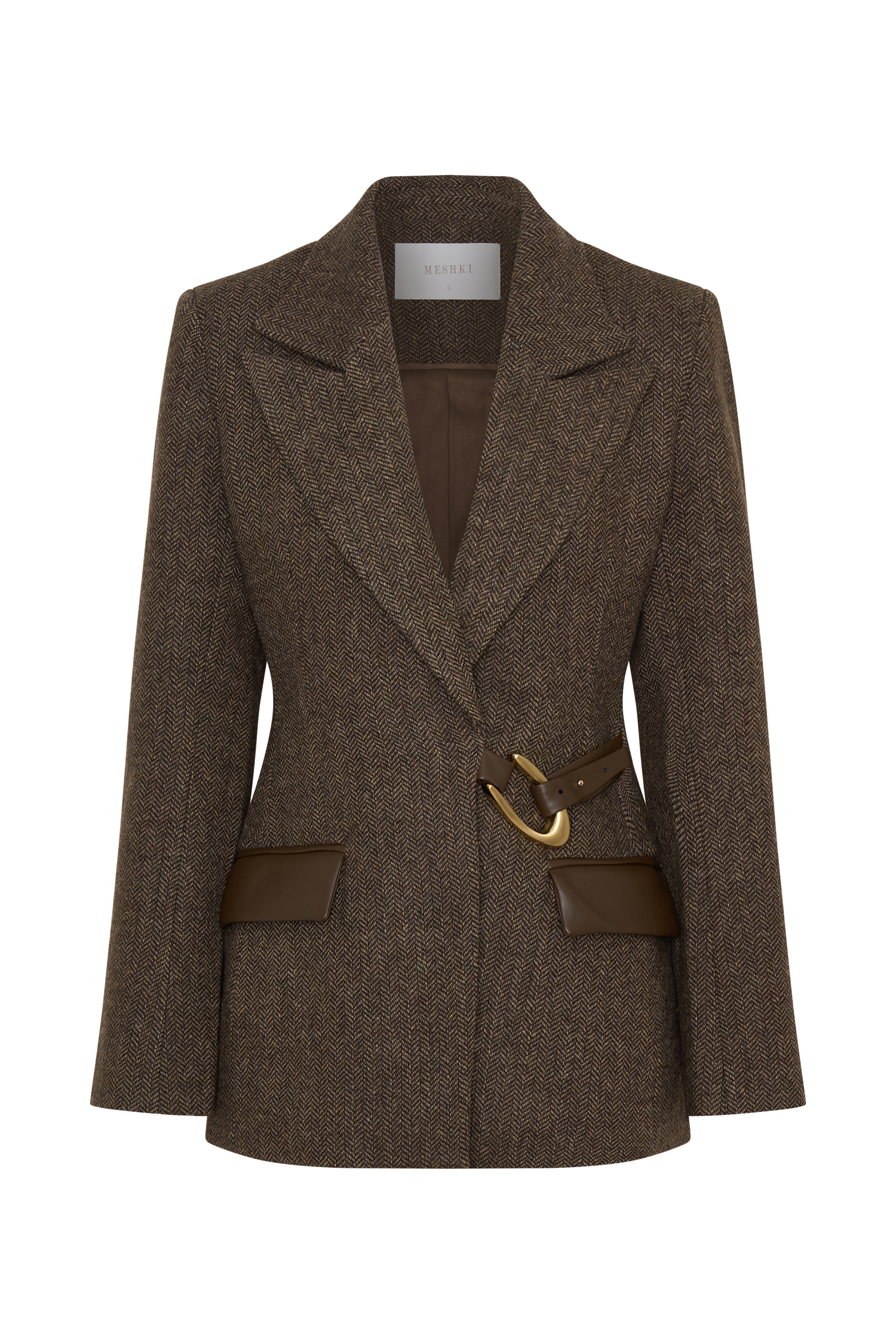 Romy Structured Blazer With Hardware - Herringbone - Image 16