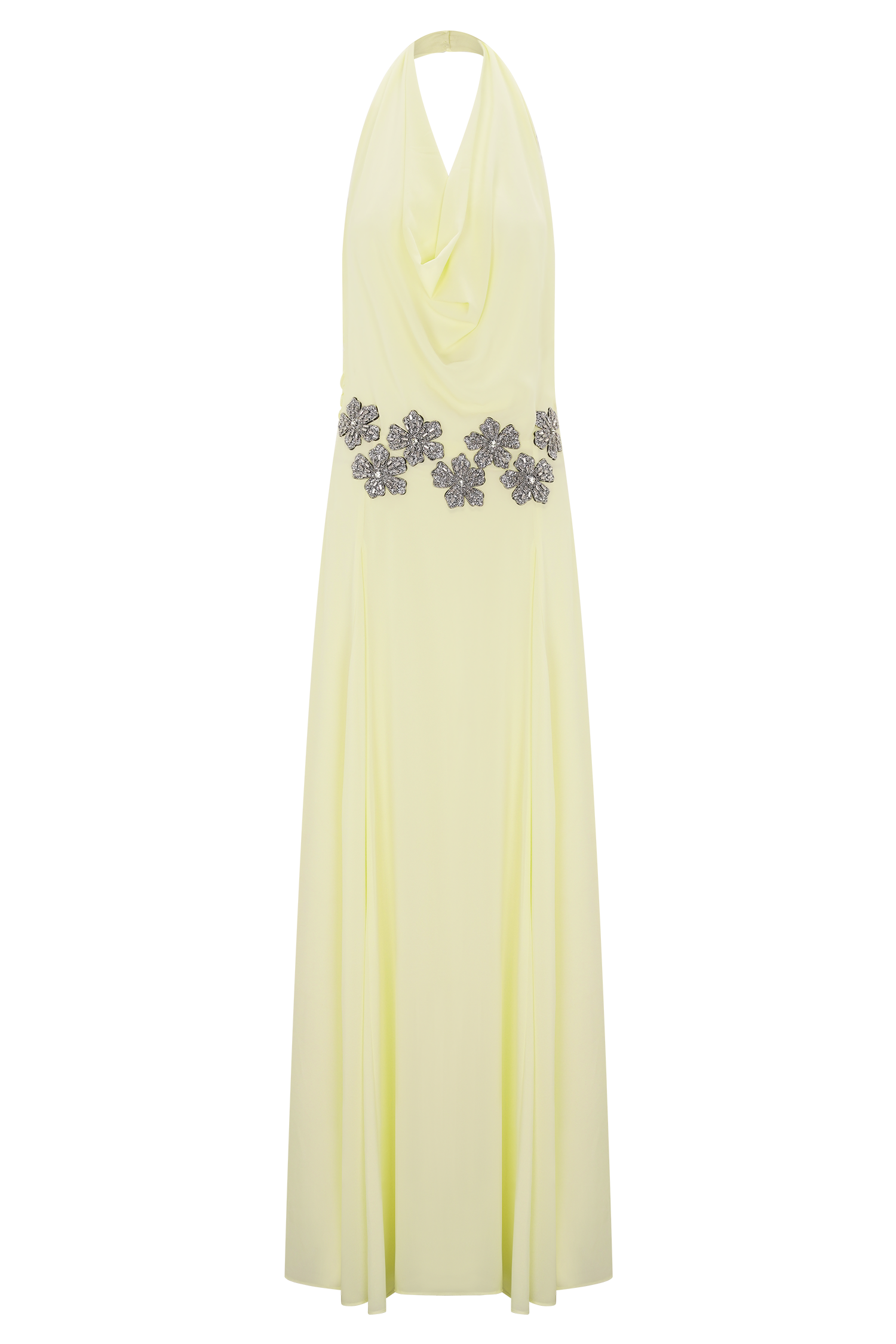 Santal Floral Chiffon Halter Maxi Dress - Lemon - Image 11
