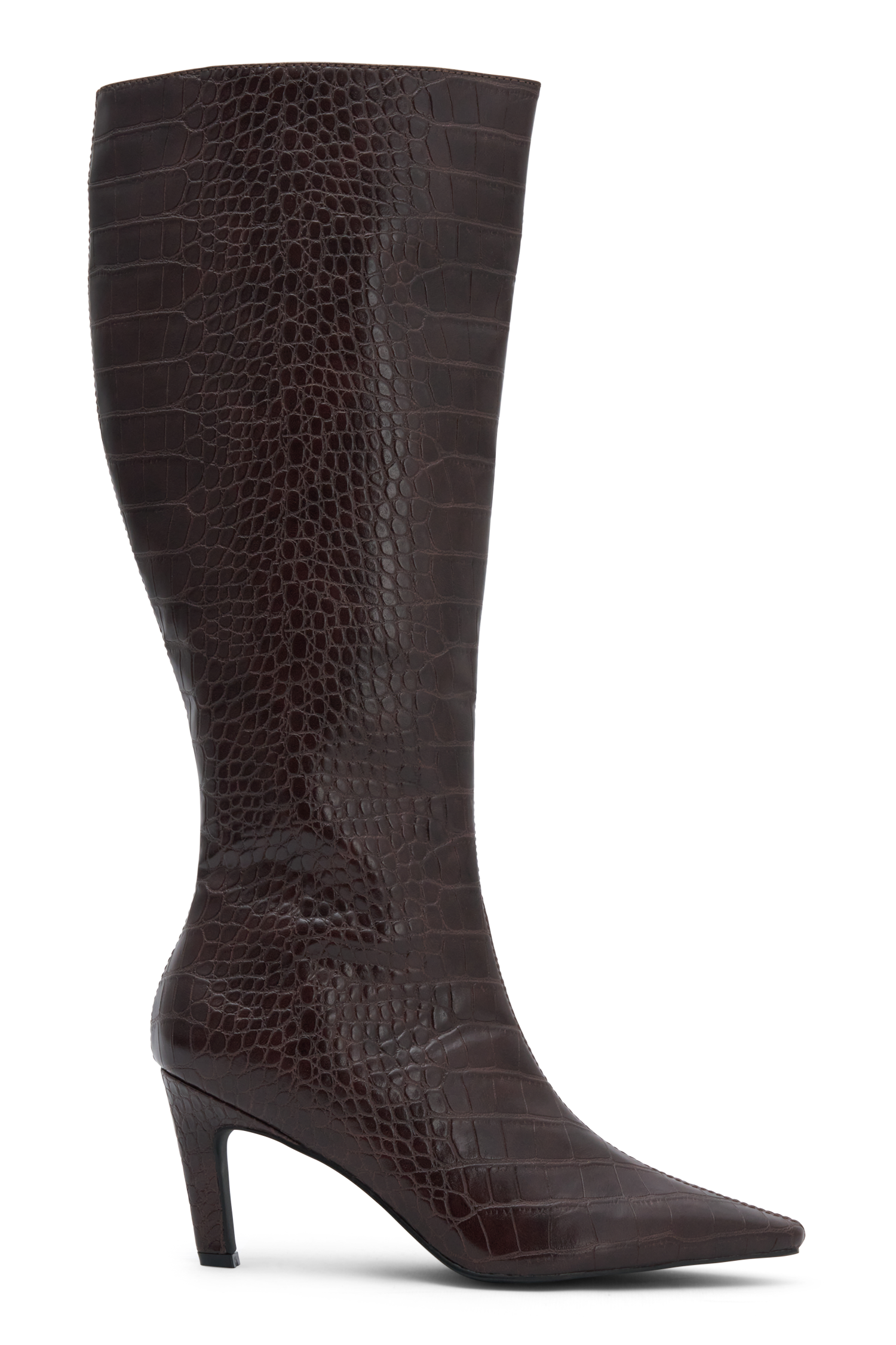 Sarah Faux Leather Crocodile Boot - Chocolate - Image 6