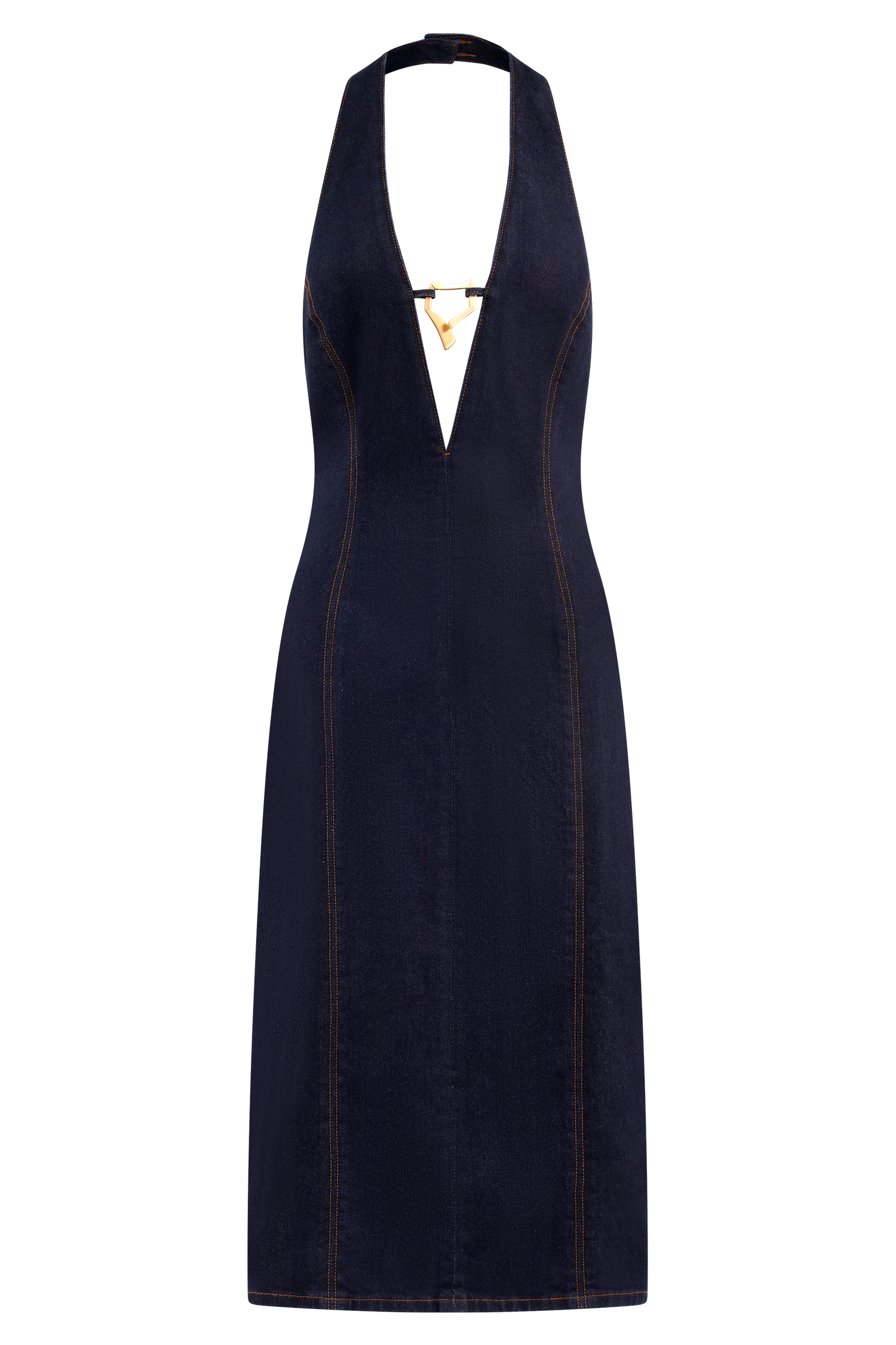 Shauna Denim Halter Midi Dress - Indigo Blue - Image 10