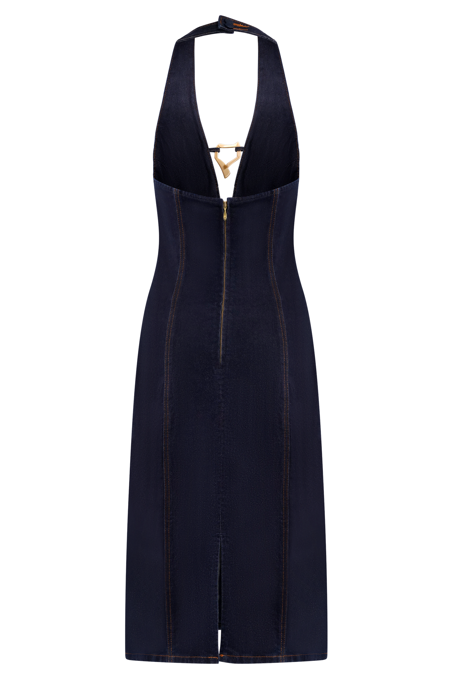 Shauna Denim Halter Midi Dress - Indigo Blue - Image 9