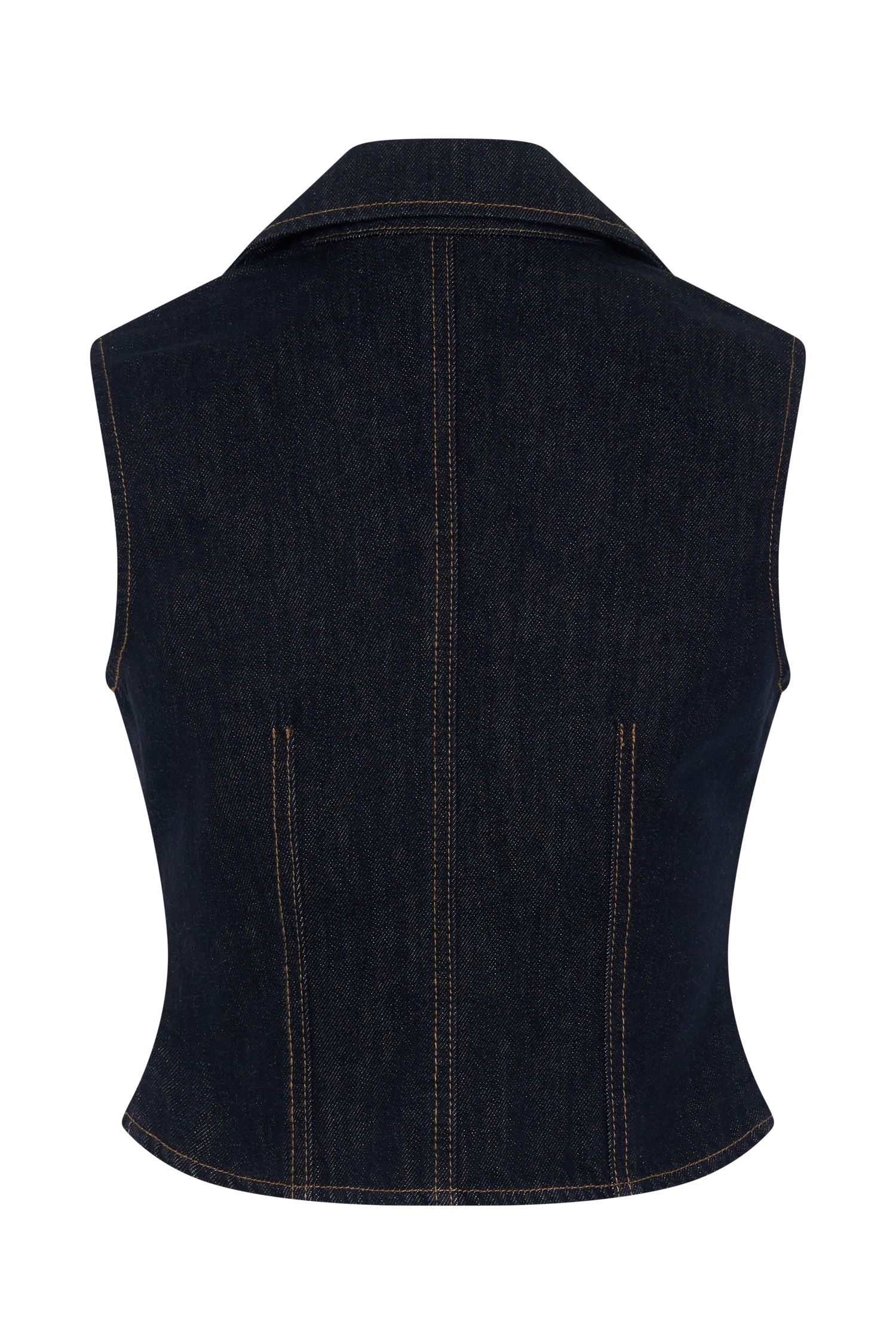 Shona Denim Vest With Decorative Buttons - Washed Indigo Blue - Image 8