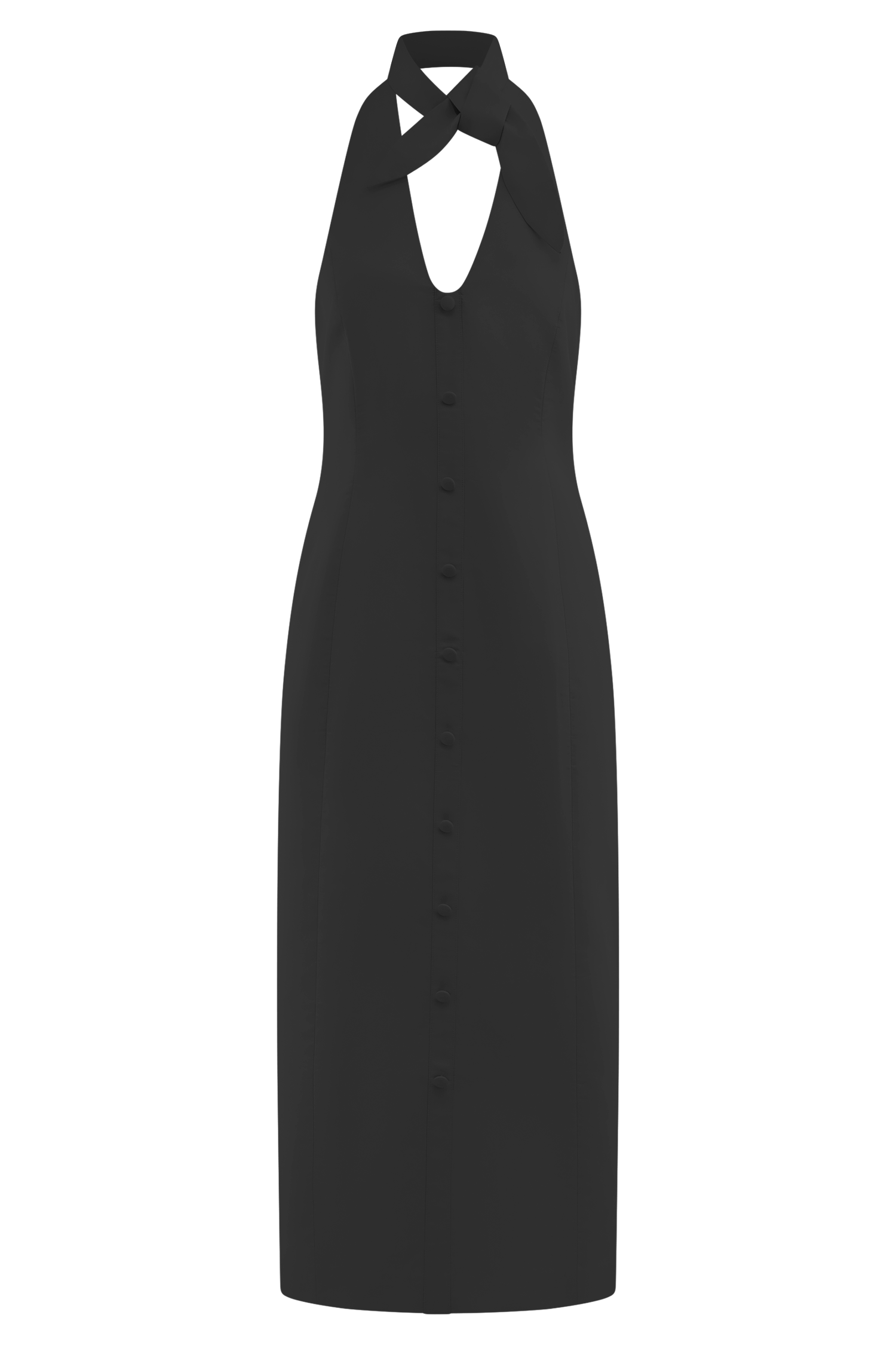 Simona Halter Neck Midi Dress - Black - Image 9