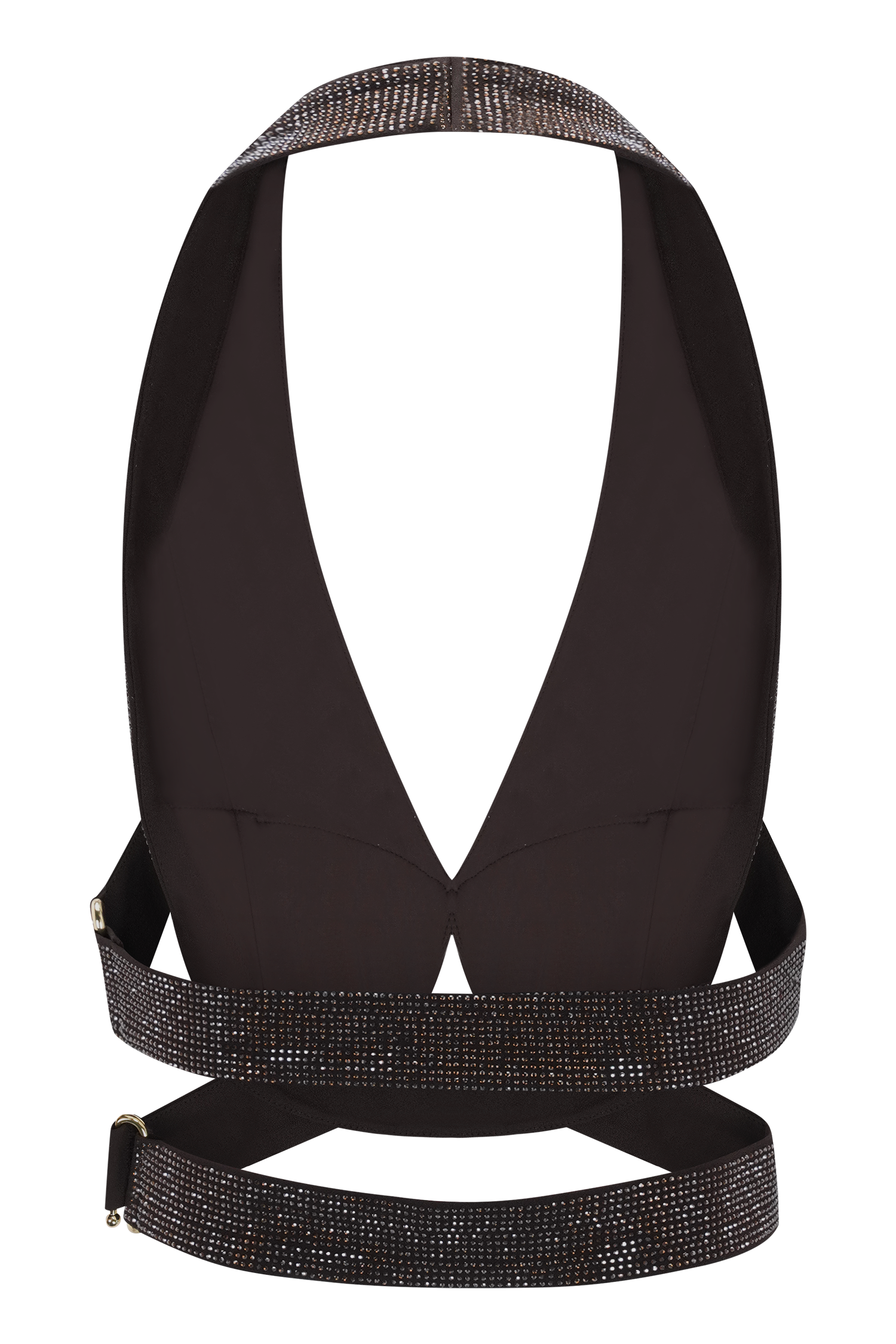 Siren Satin And Diamante Halter Top - Dark Chocolate - Image 10
