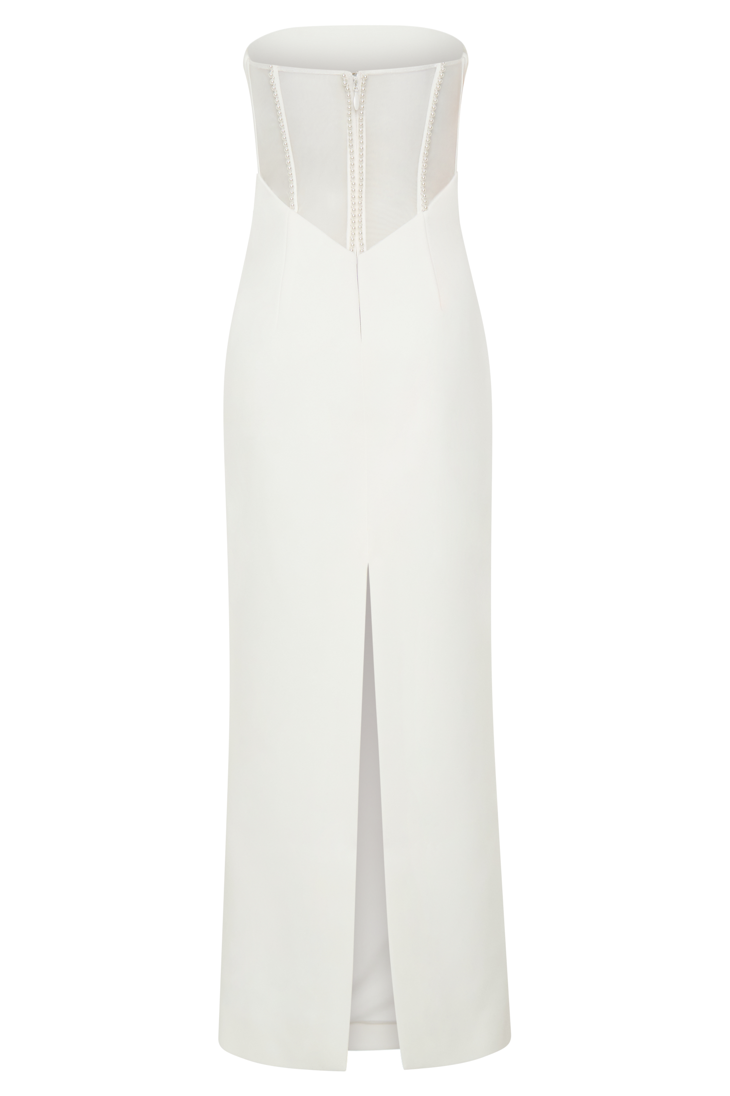 Sloane Strapless Maxi Dress With Pearls - White - Image 8