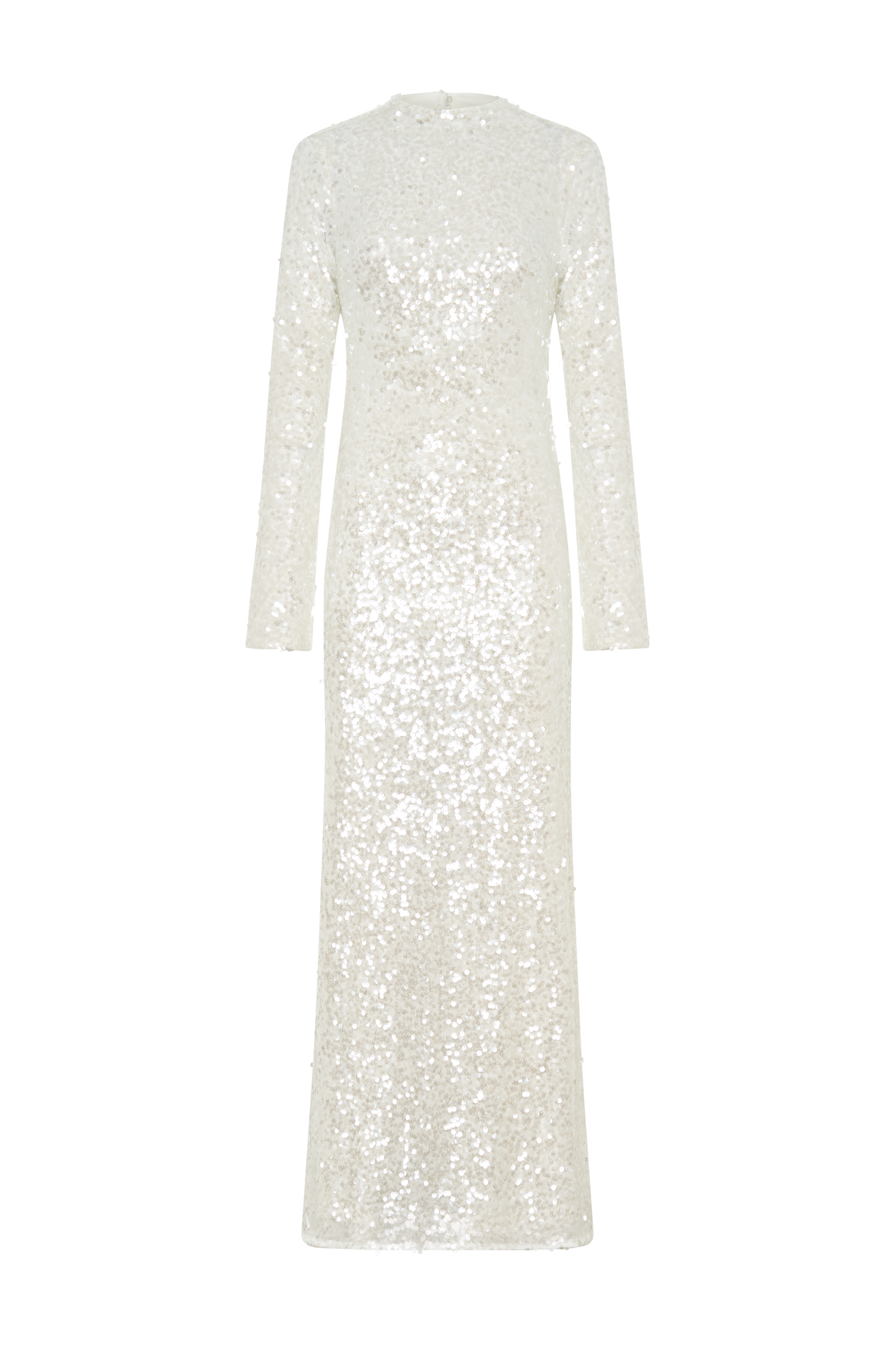 Sofia Long Sleeve Sequin Maxi Dress - White - Image 9