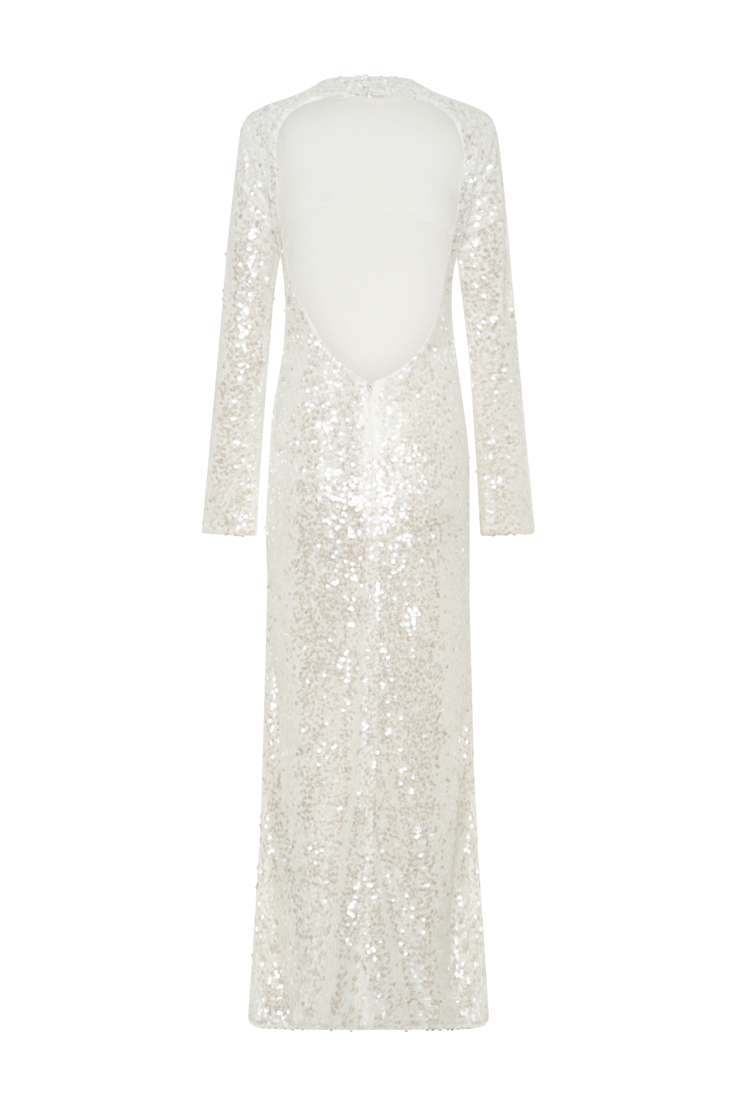 Sofia Long Sleeve Sequin Maxi Dress - White - Image 8