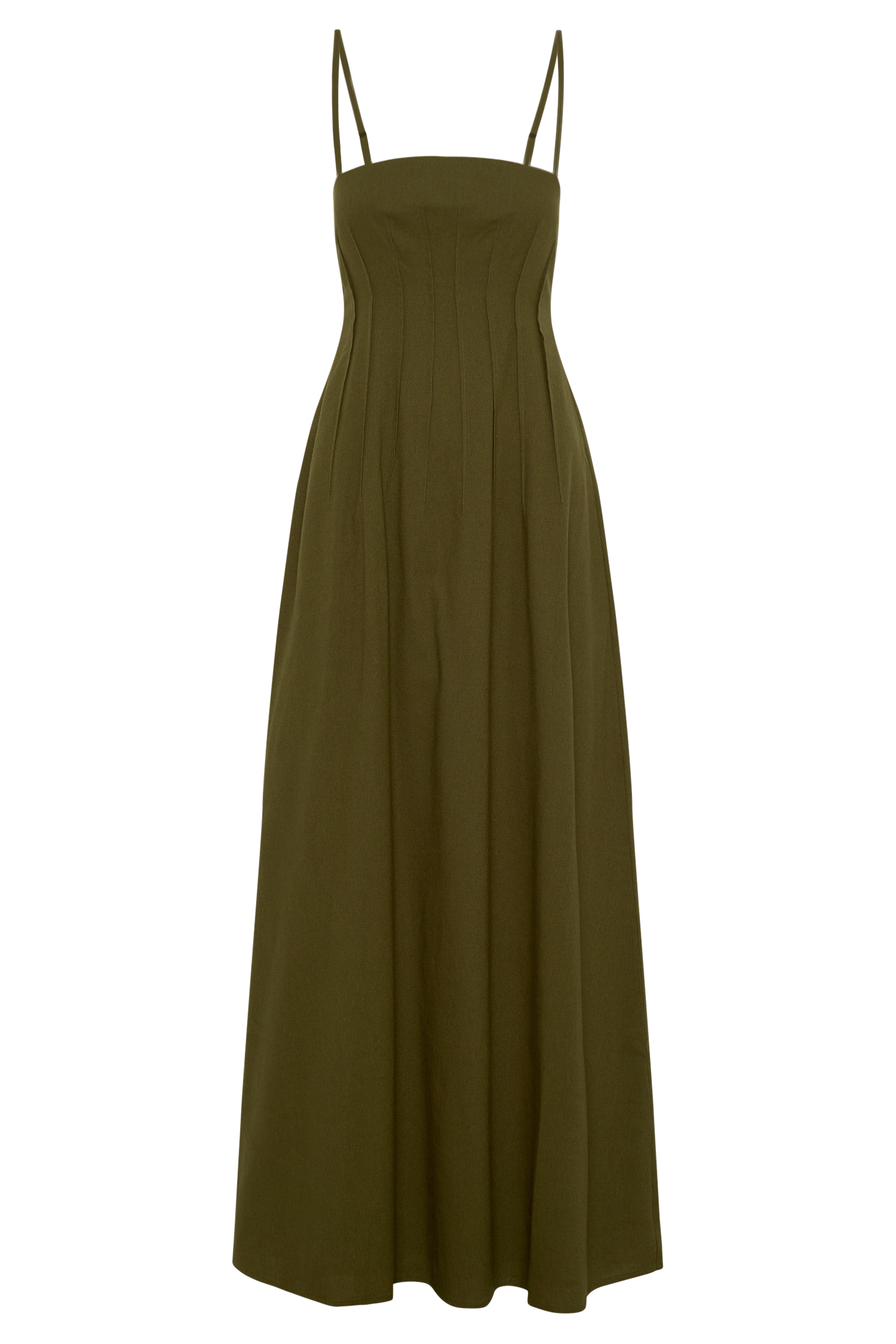 Sofie Pintuck Linen Maxi Dress - Khaki - Image 7