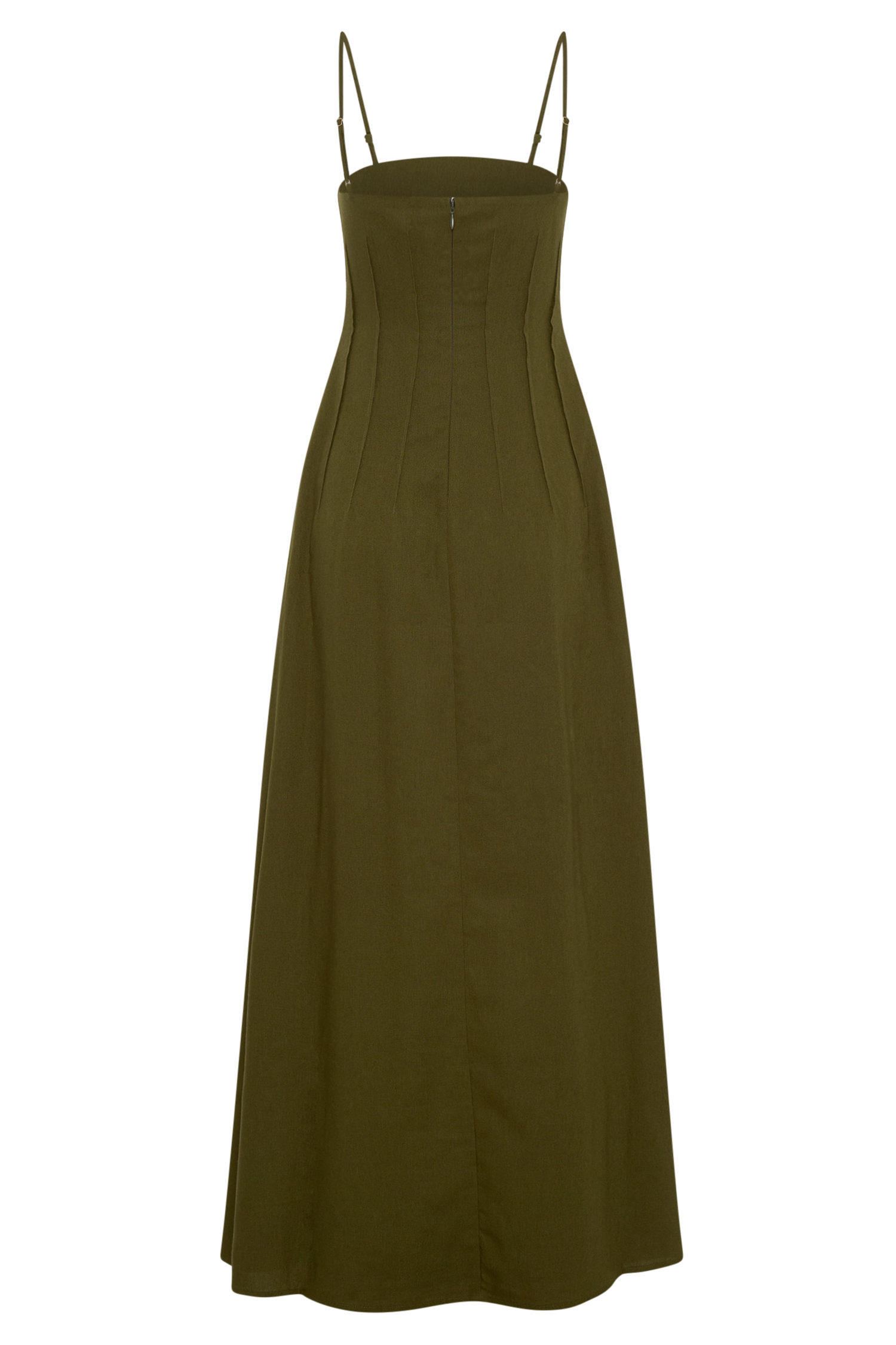 Sofie Pintuck Linen Maxi Dress - Khaki - Image 6