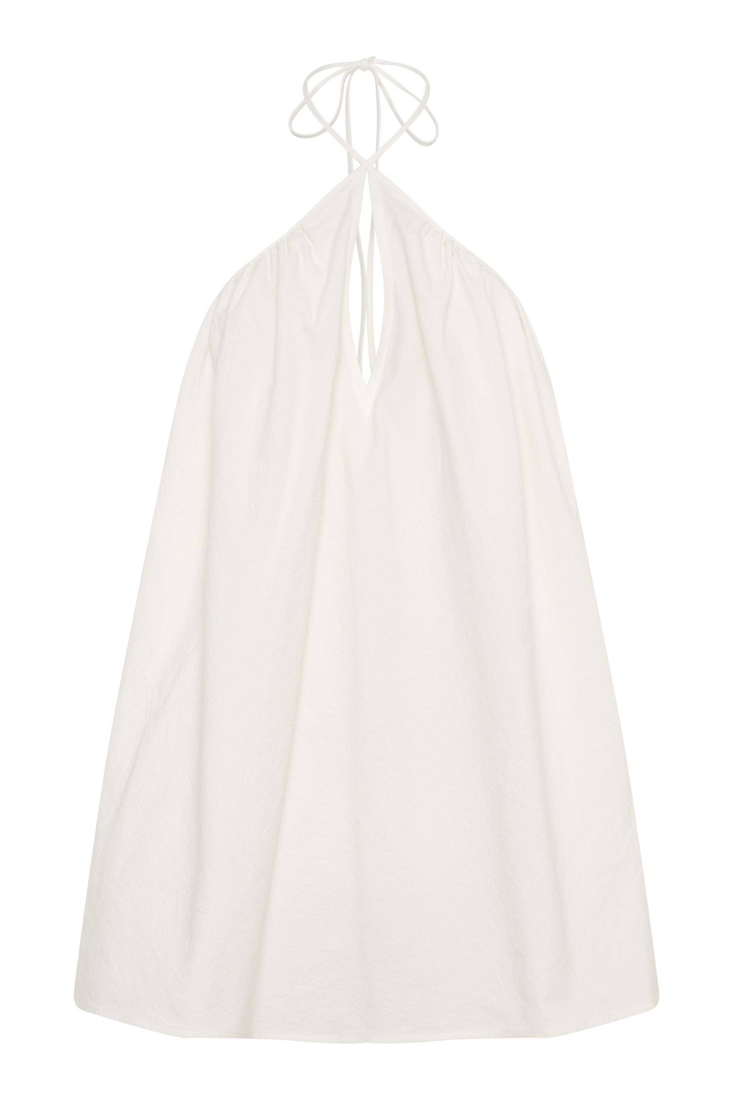 Sonja Keyhole Halter Cotton Mini Dress - White - Image 10
